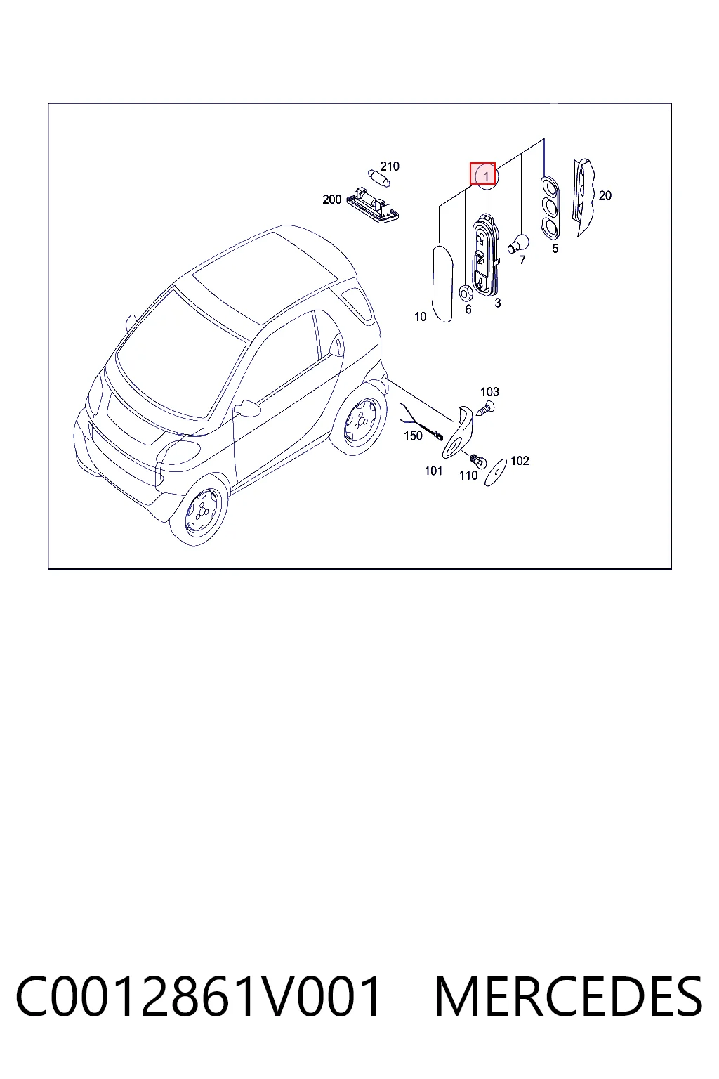 Lampa zespolona tylna prawa Smart FORTWO kabriolet (450) (2004 - 2007) cena, od 81,19 USD