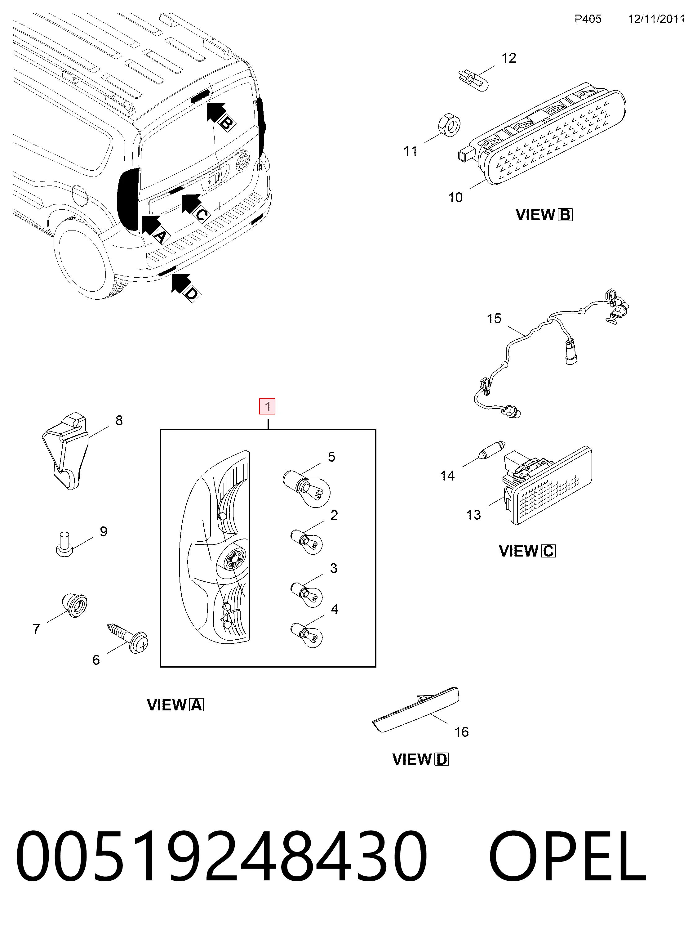 Do koszyka Lampa zespolona tylna prawa Fiat Doblo II 263