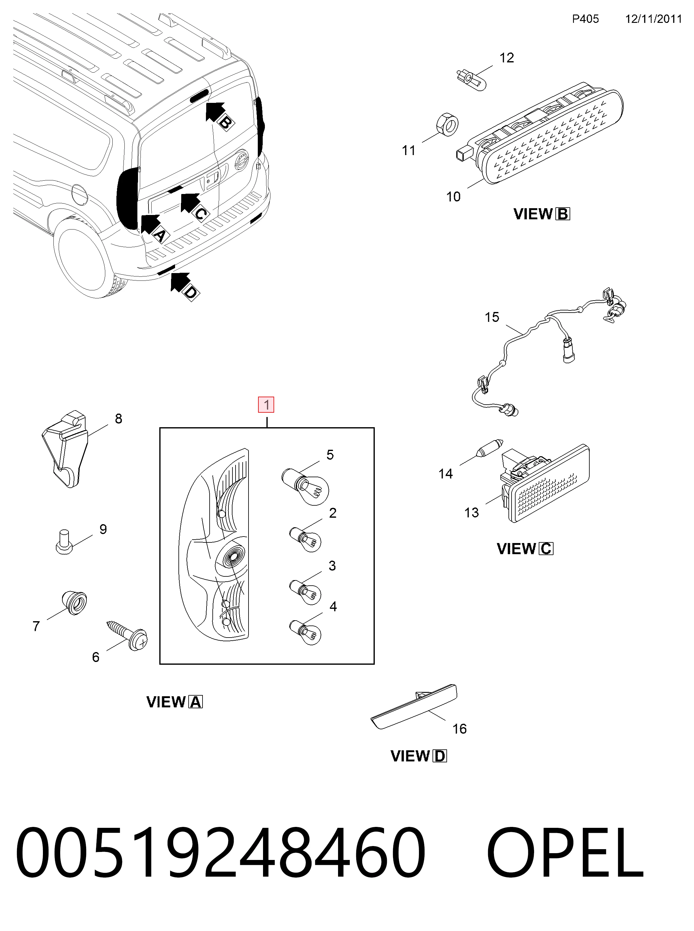  Lampa zespolona tylna lewa Fiat Doblo 2