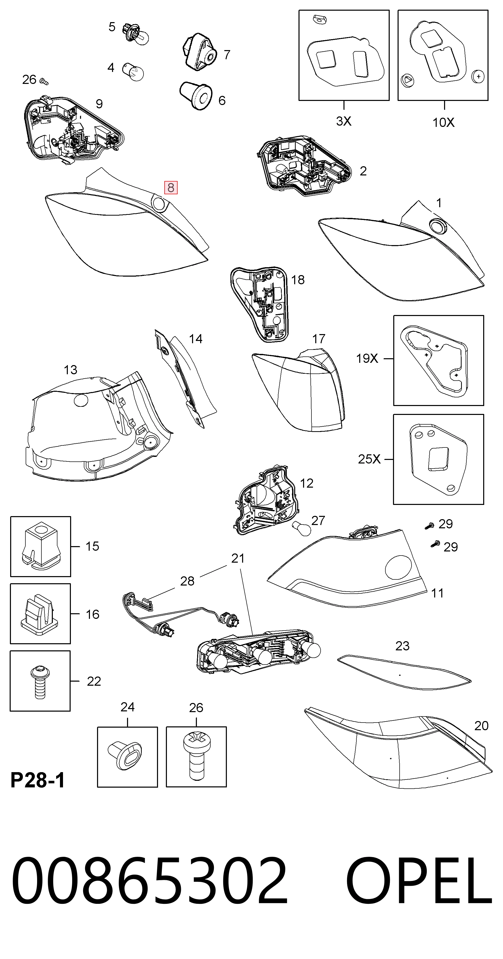 Do koszyka Lampa zespolona tylna prawa Opel Astra H A04