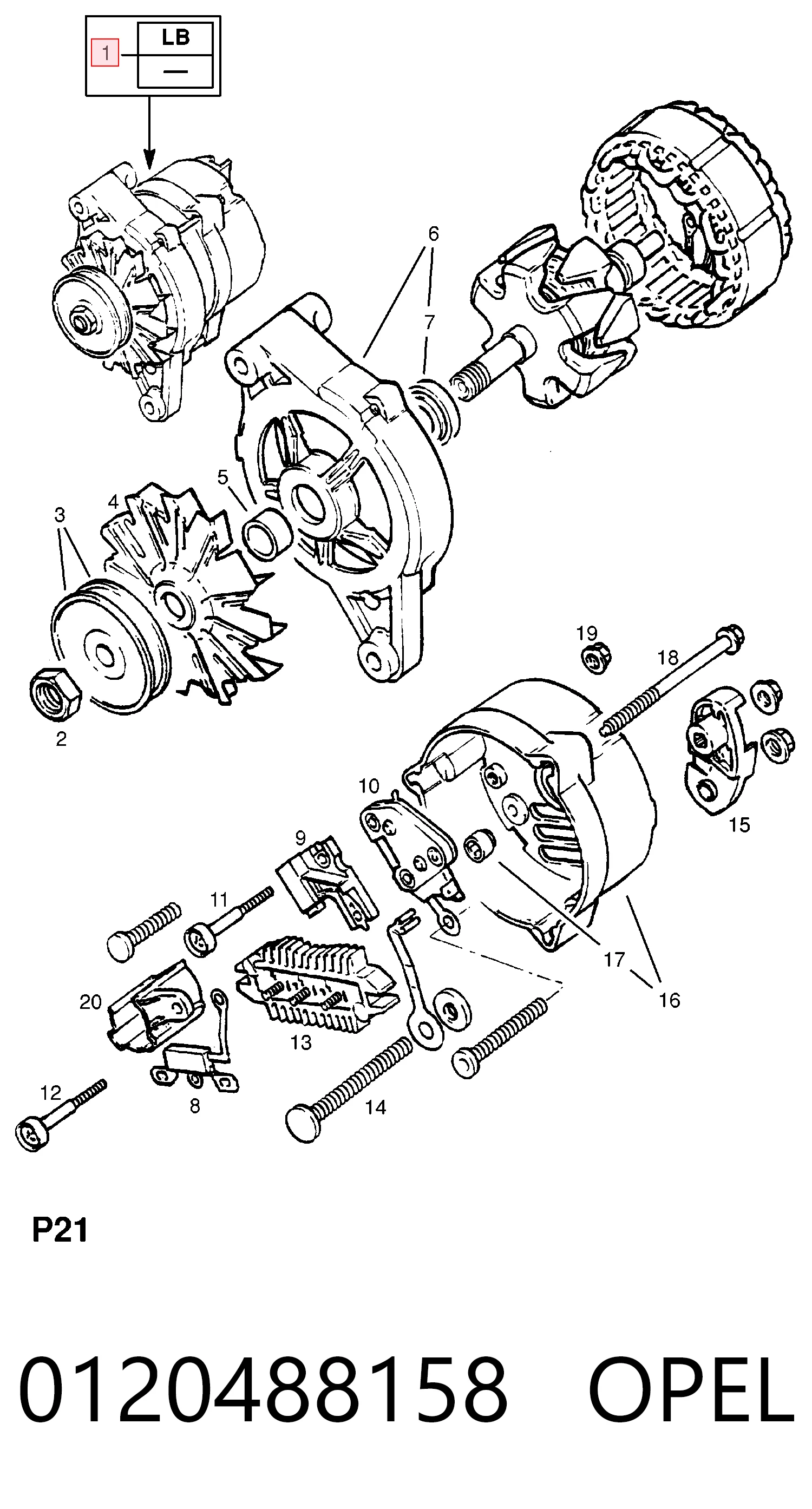 0120488158 Opel Alternator