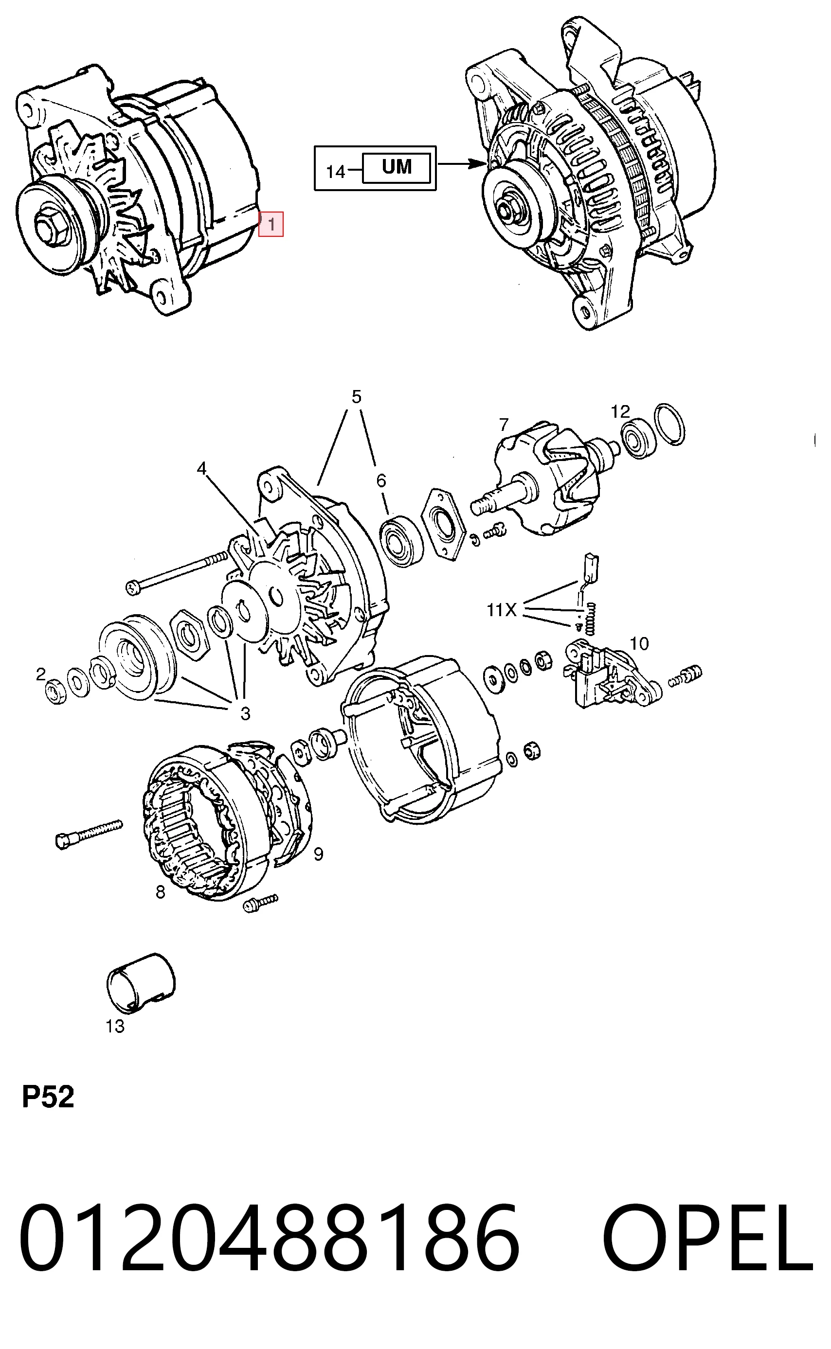 0120488186 Opel Alternator