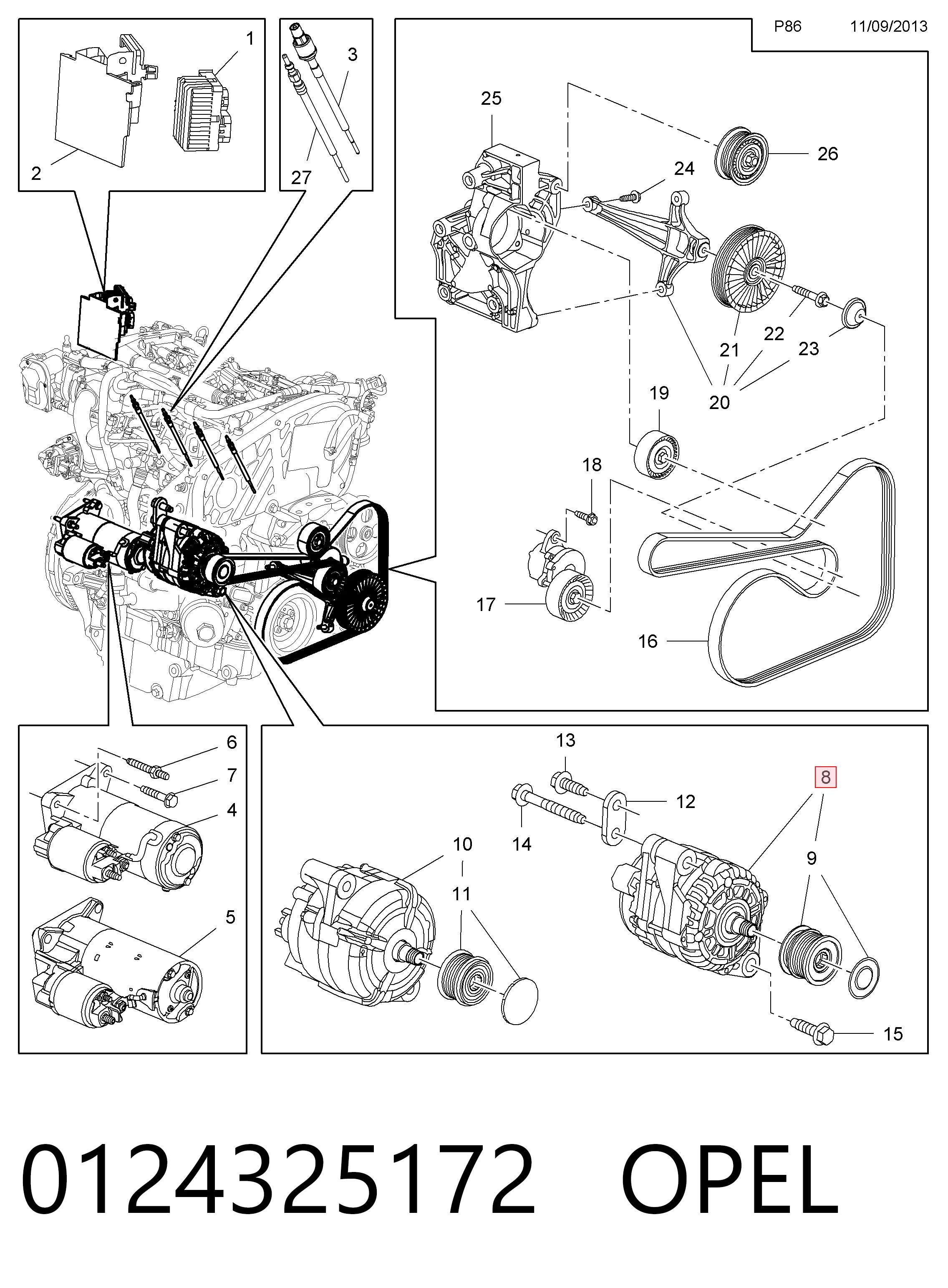 0124325172 Opel Alternator