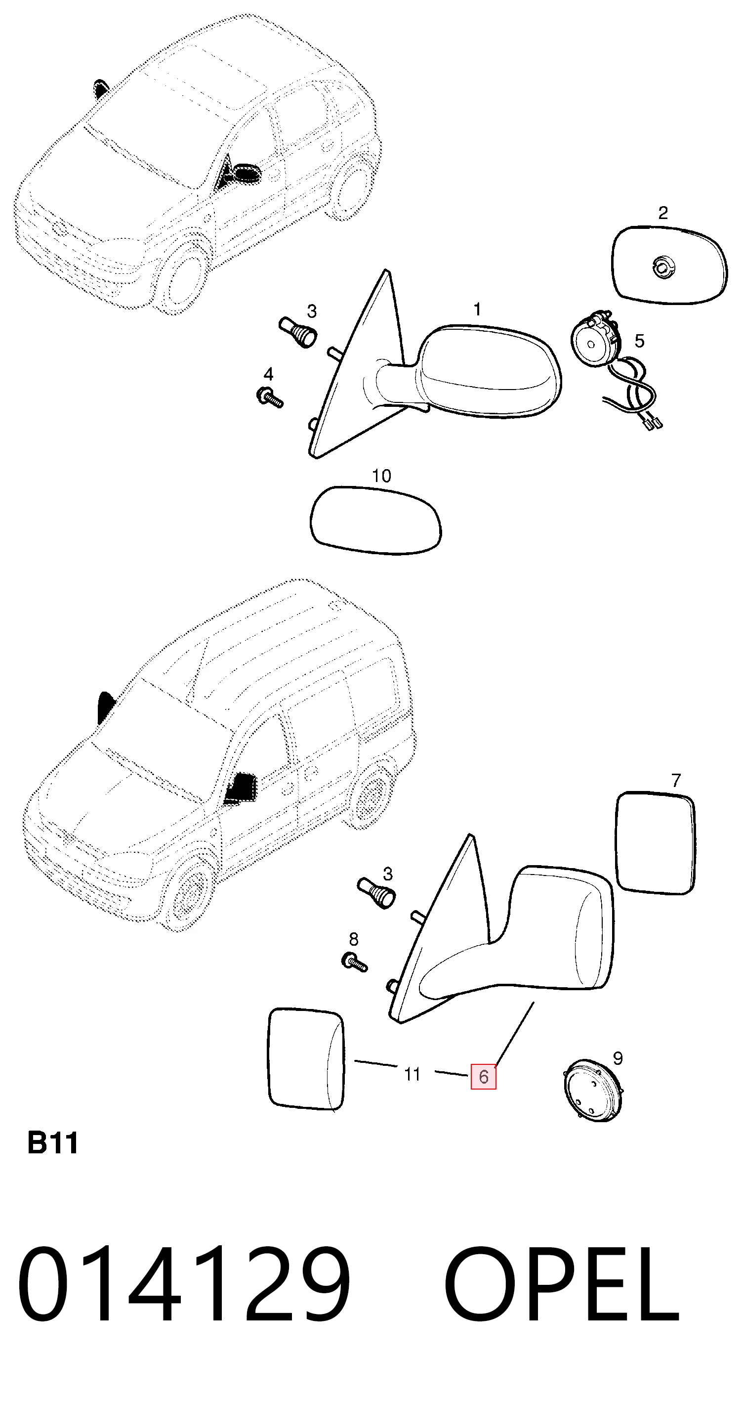 Do koszyka Lusterko wsteczne prawe Opel Combo B 
