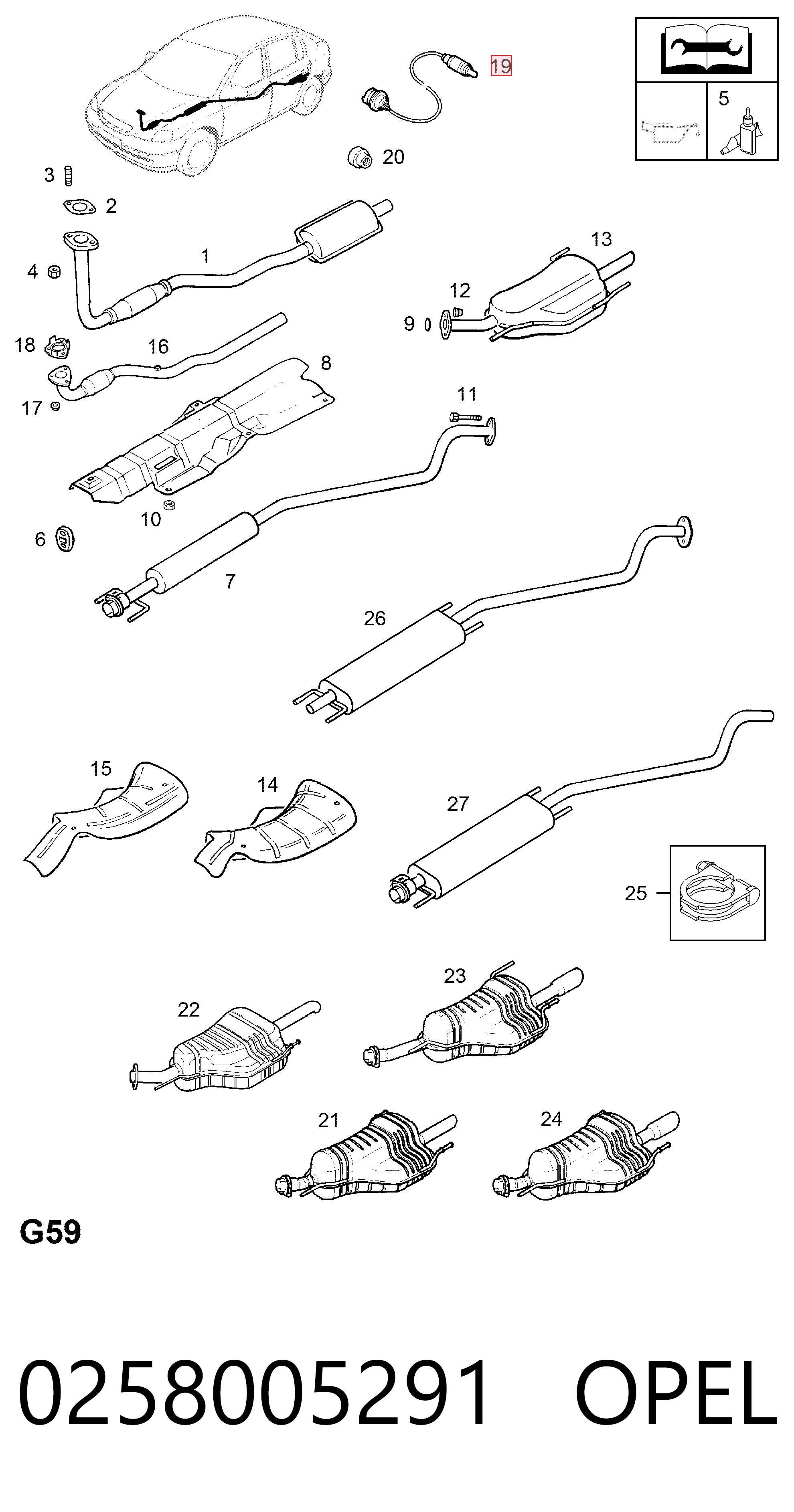 Sonda lambda czujnik tlenu przed katalizatorem Opel 0258005291 cena, od 52,78 USD