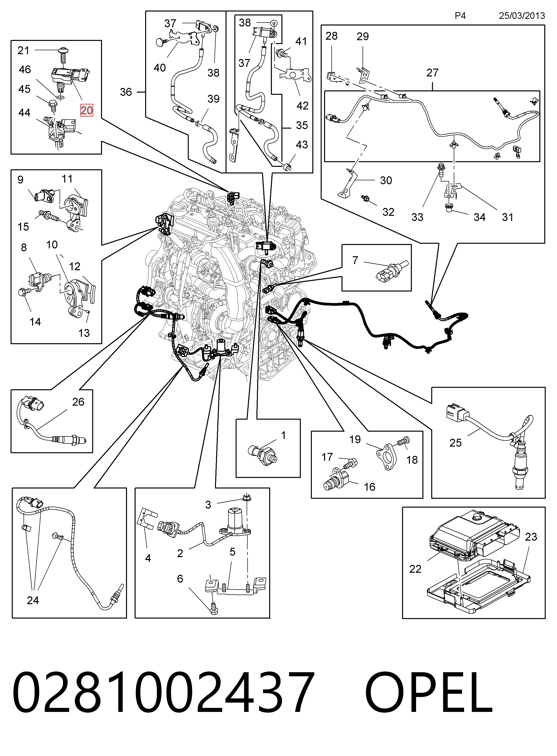 0281002437 Opel Czujnik ciśnienia w kolektorze ssącym, MAP