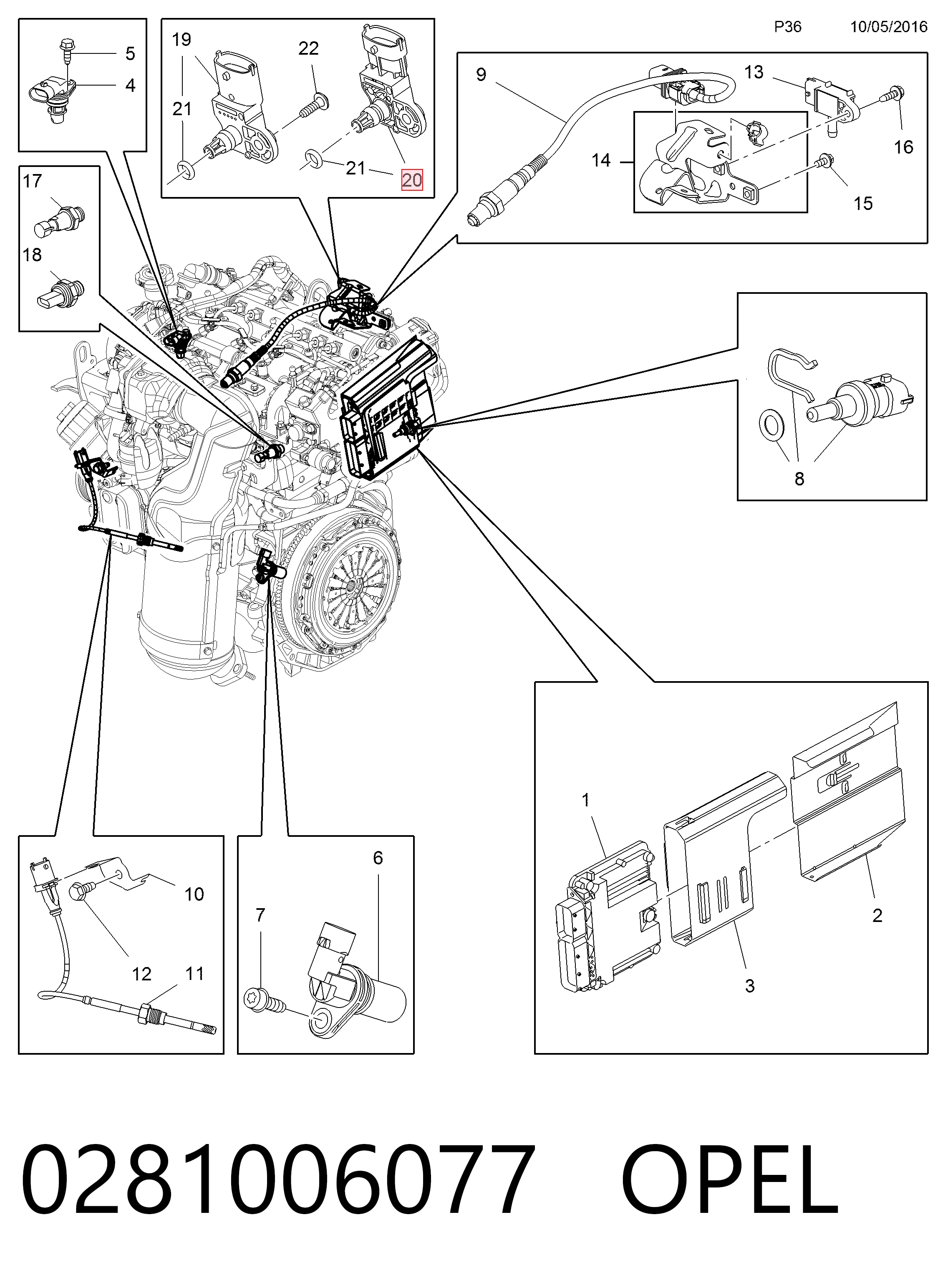 0281006077 Opel Czujnik ciśnienia w kolektorze ssącym, MAP