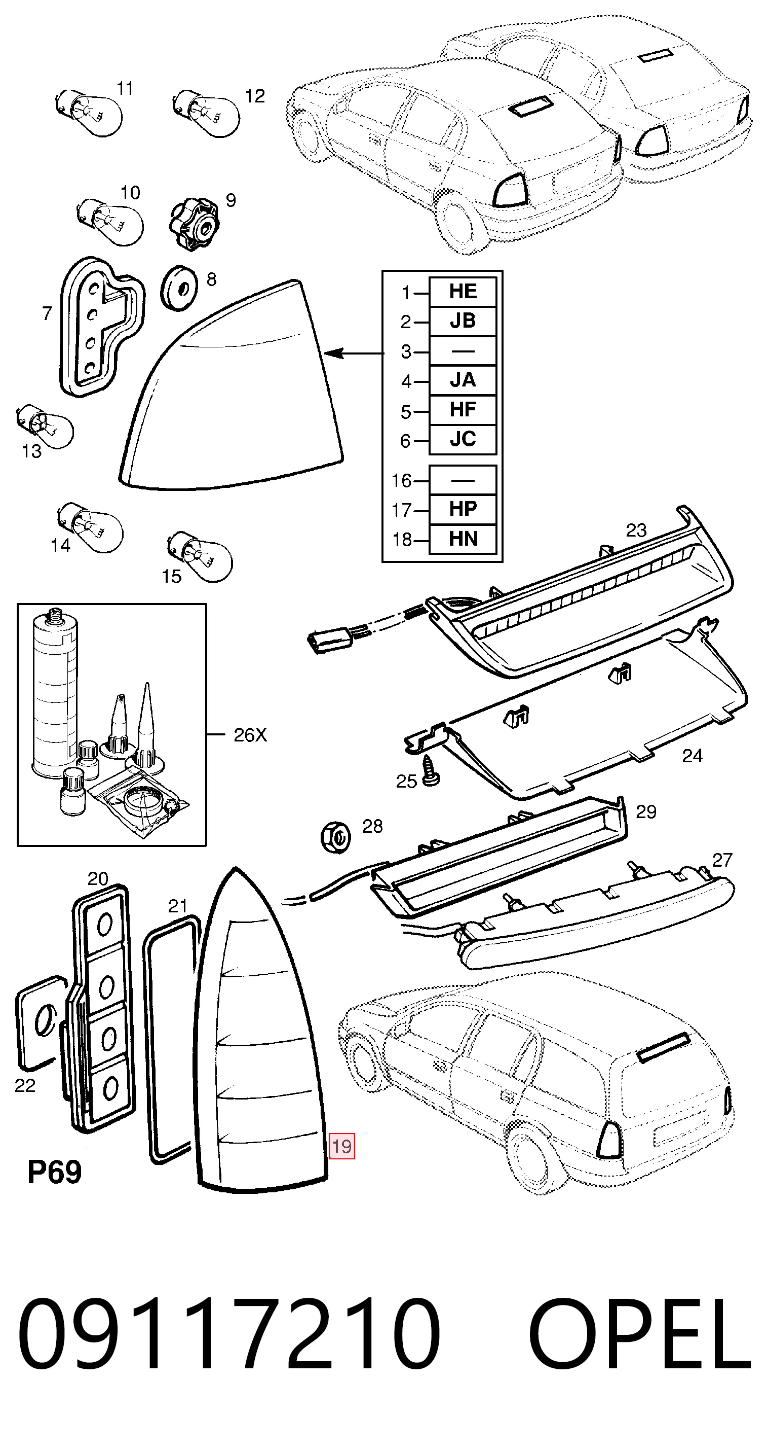 Do koszyka Lampa zespolona tylna lewa Opel Astra G F35