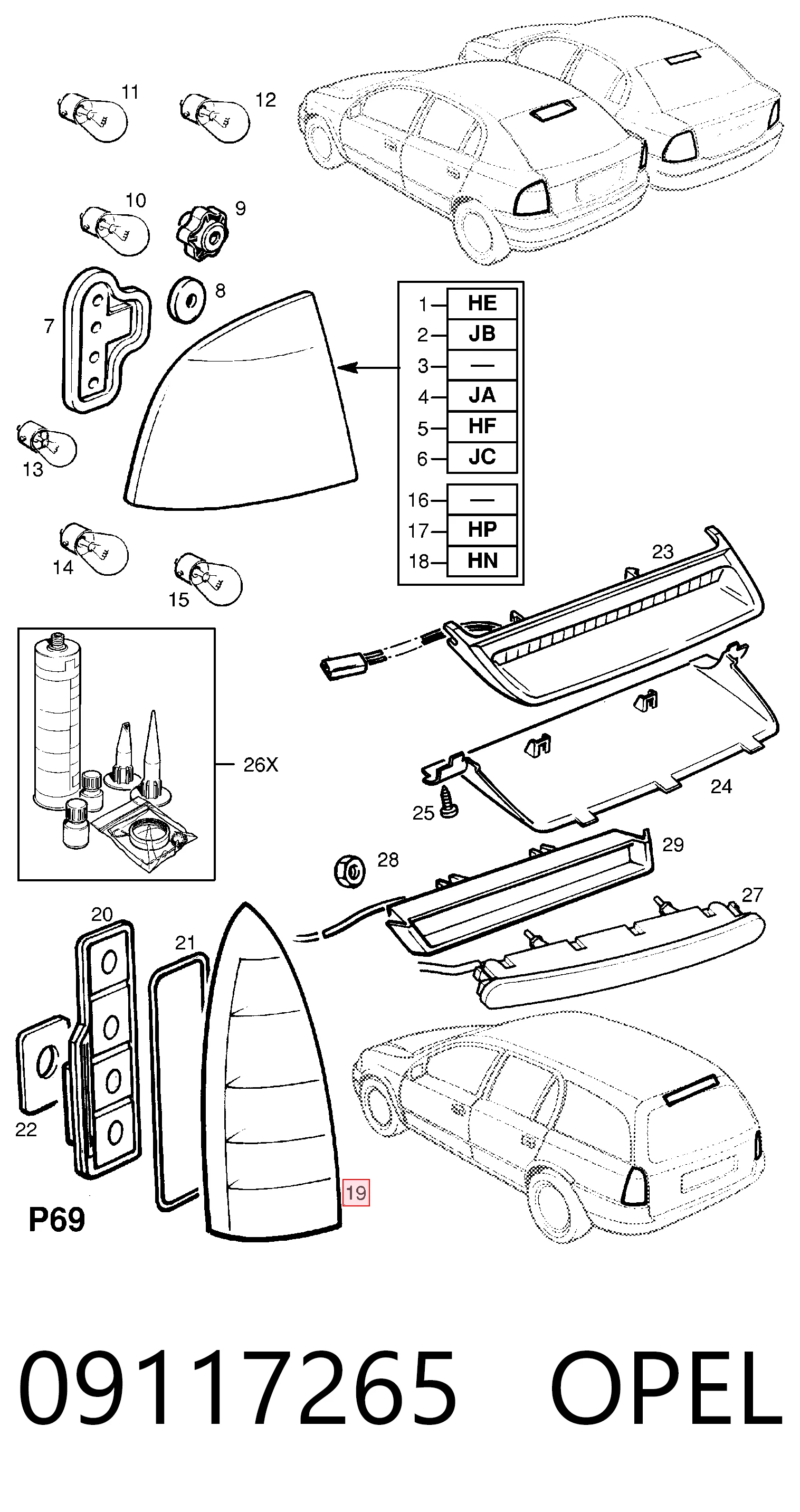 Lampa zespolona tylna prawa do Opel Astra G F35