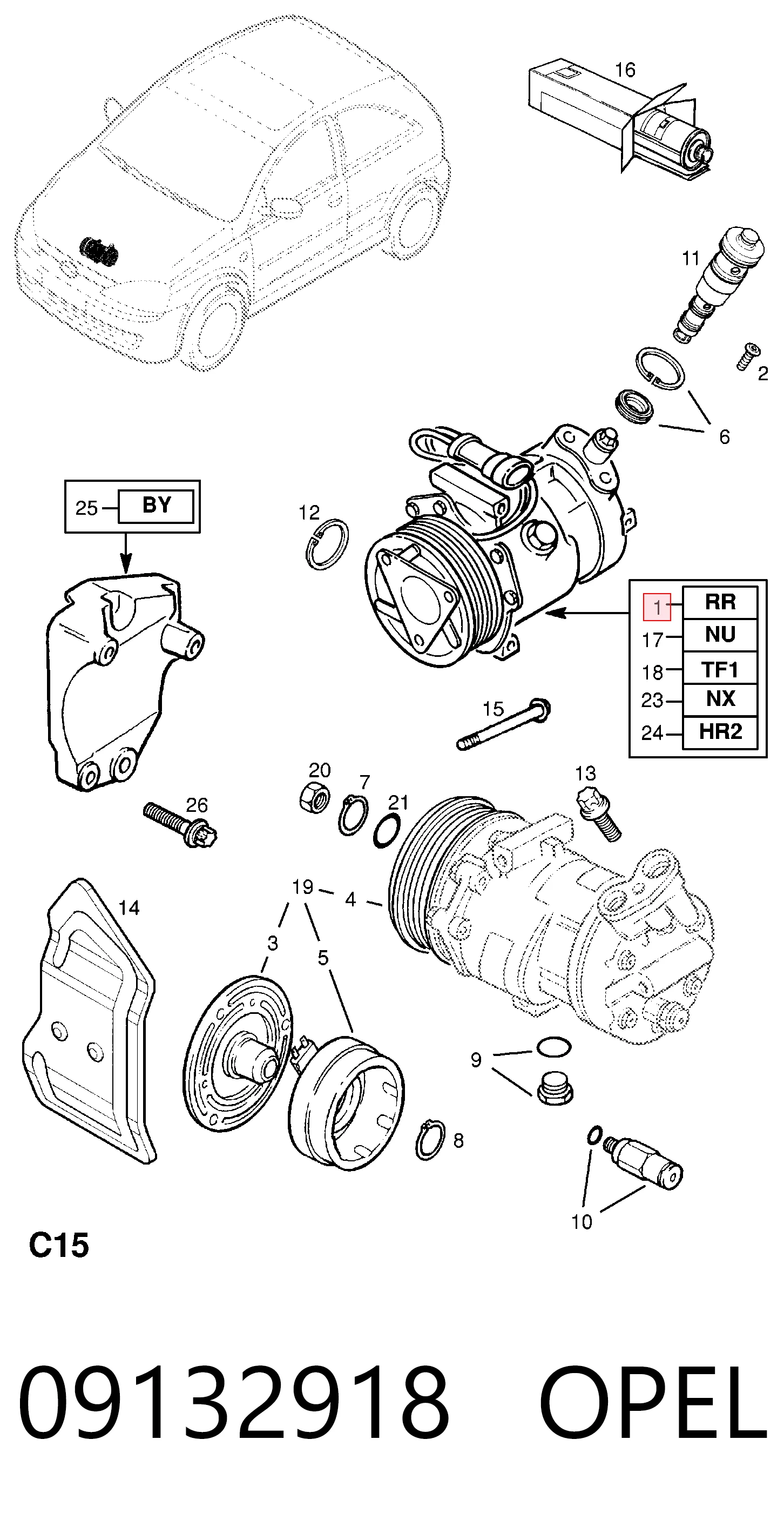 09132918 Opel Sprężarka klimatyzacji