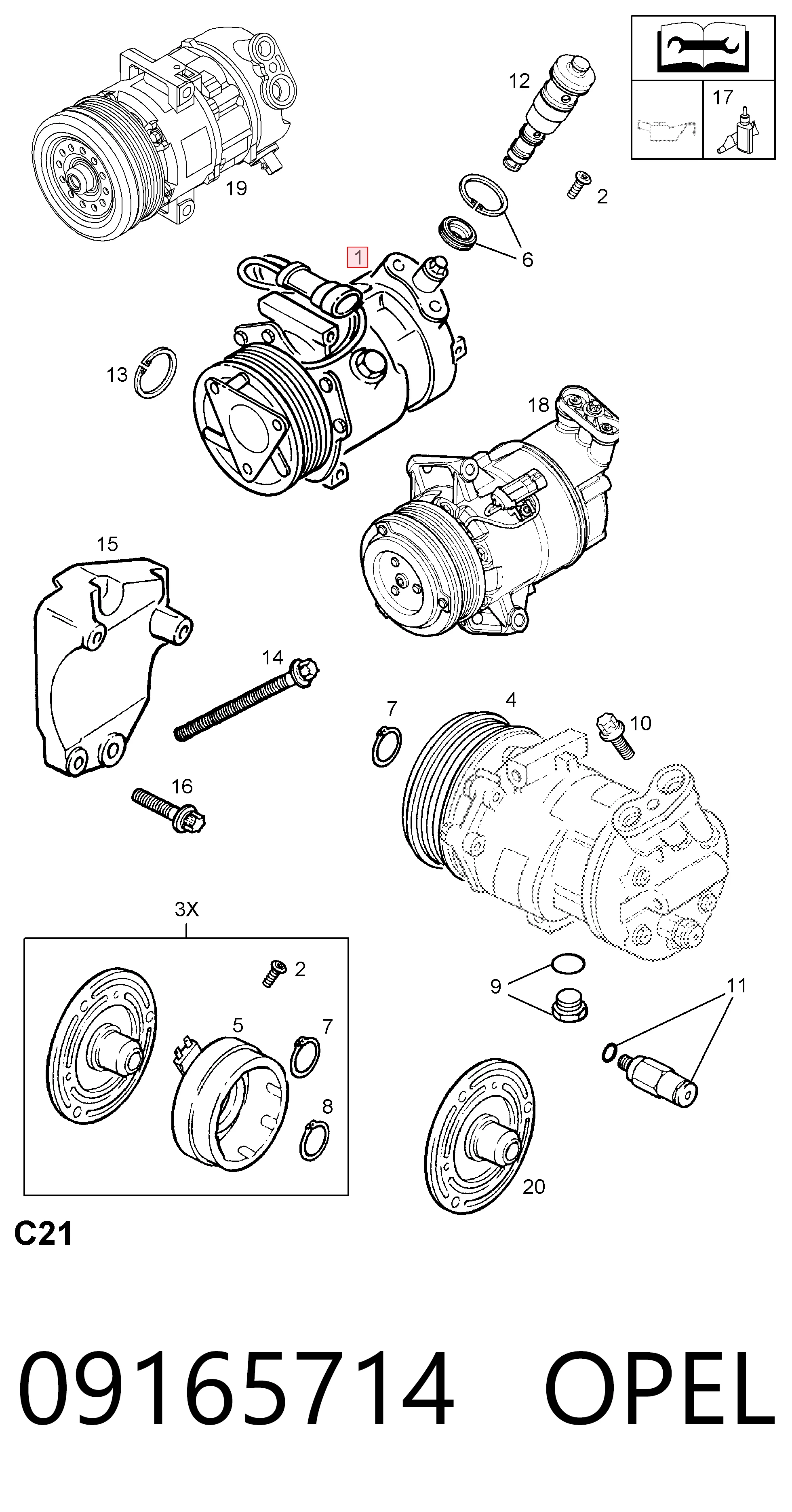 09165714 Opel Sprężarka klimatyzacji