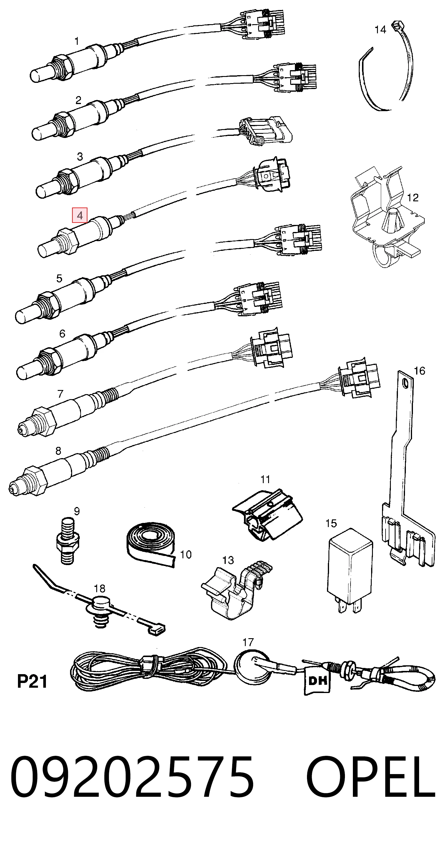 09202575 Opel Sonda lambda czujnik tlenu przed katalizatorem