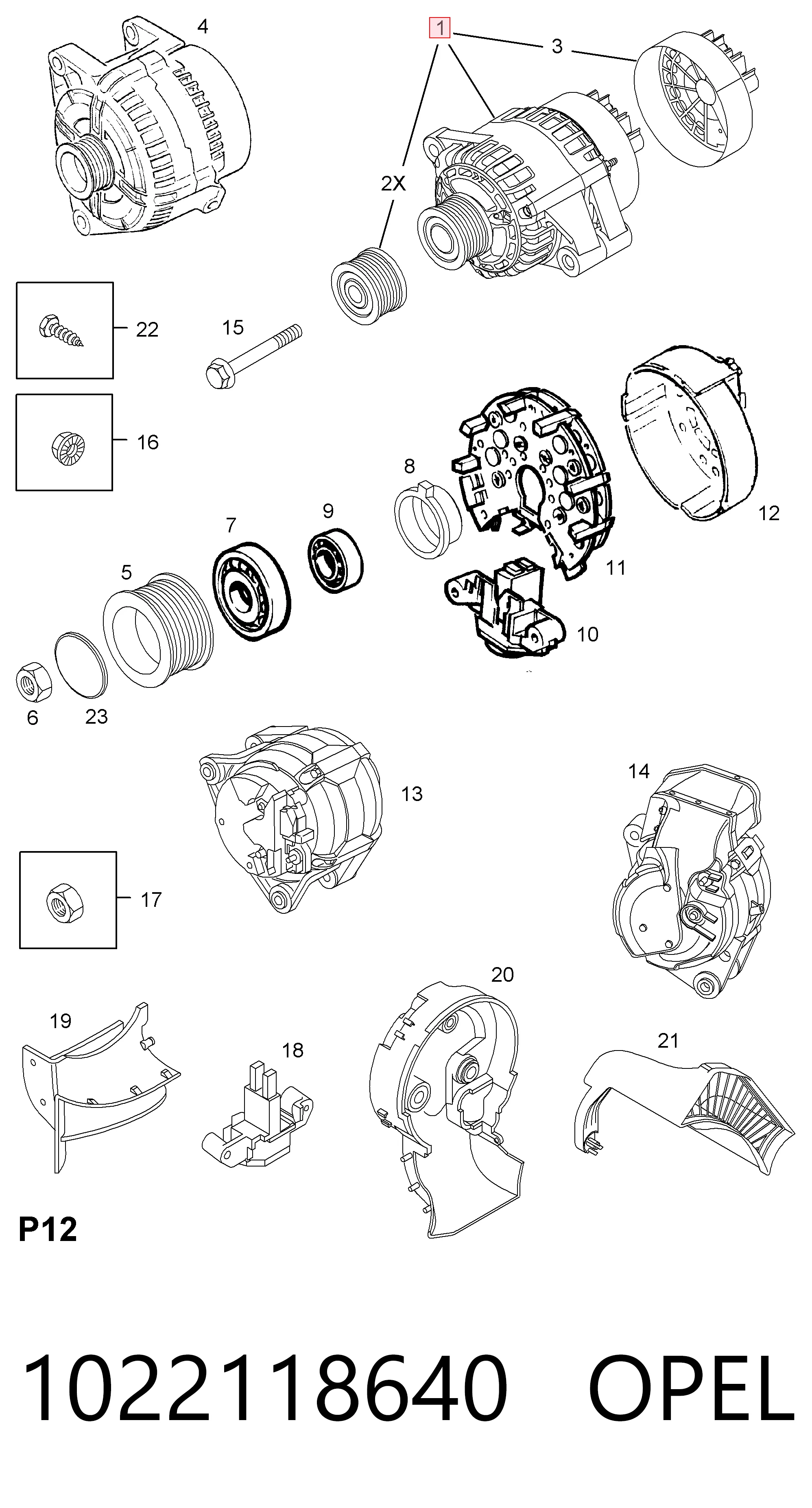 1022118640 Opel Alternator