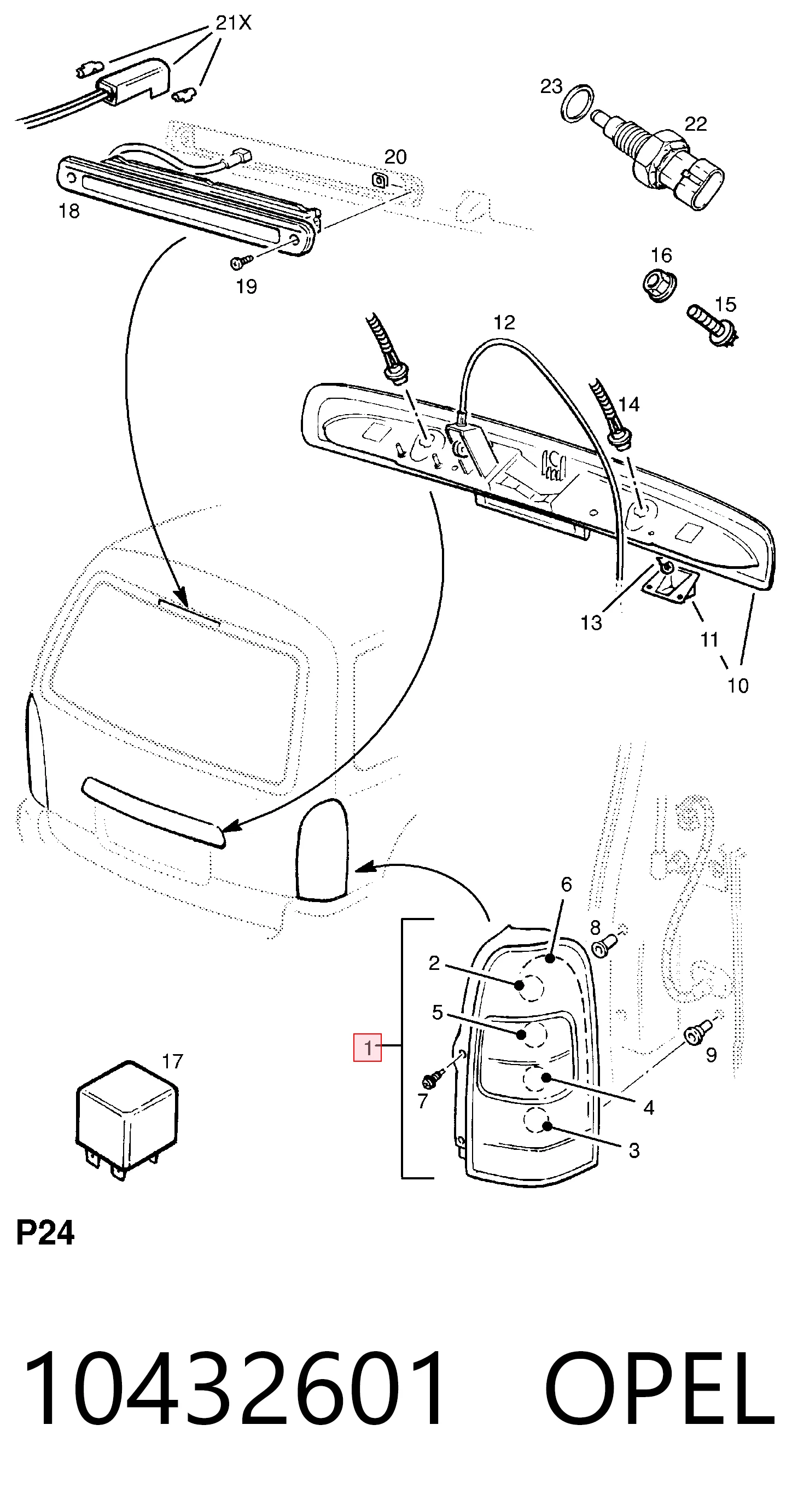 Lampa zespolona tylna lewa do Opel Sintra  