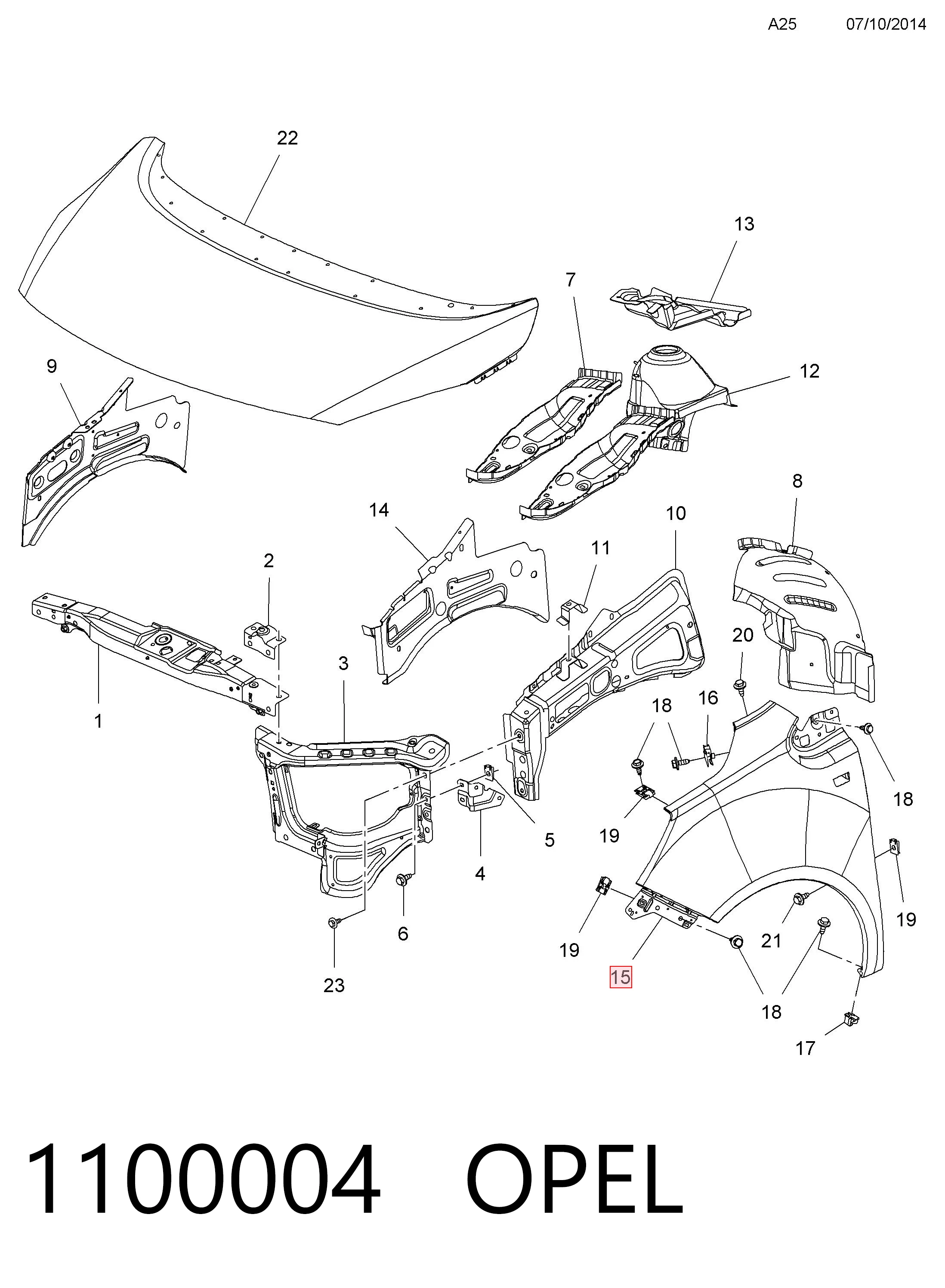 Błotnik przedni prawy do Opel Meriva B 