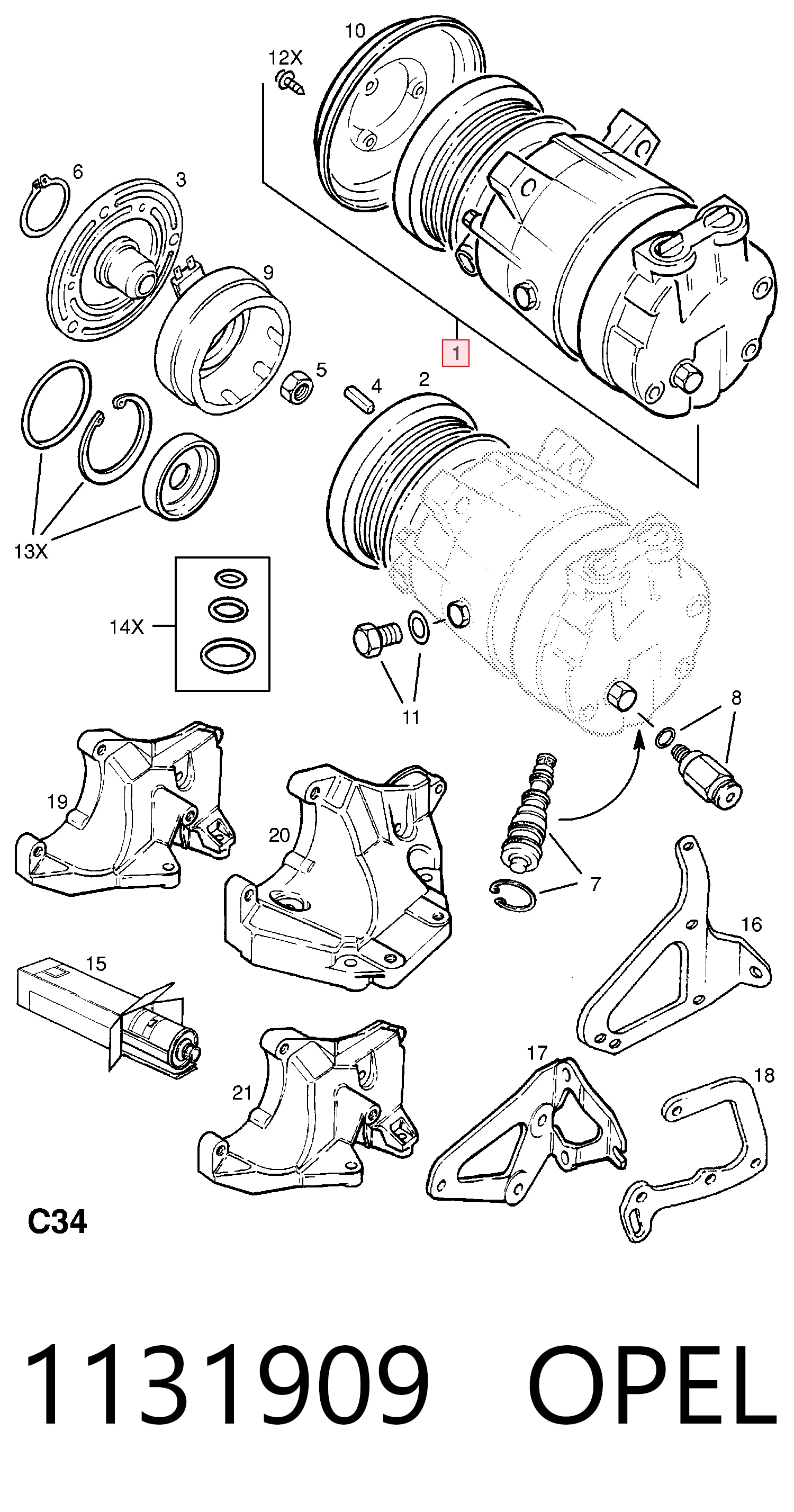 1131909 Opel Sprężarka klimatyzacji