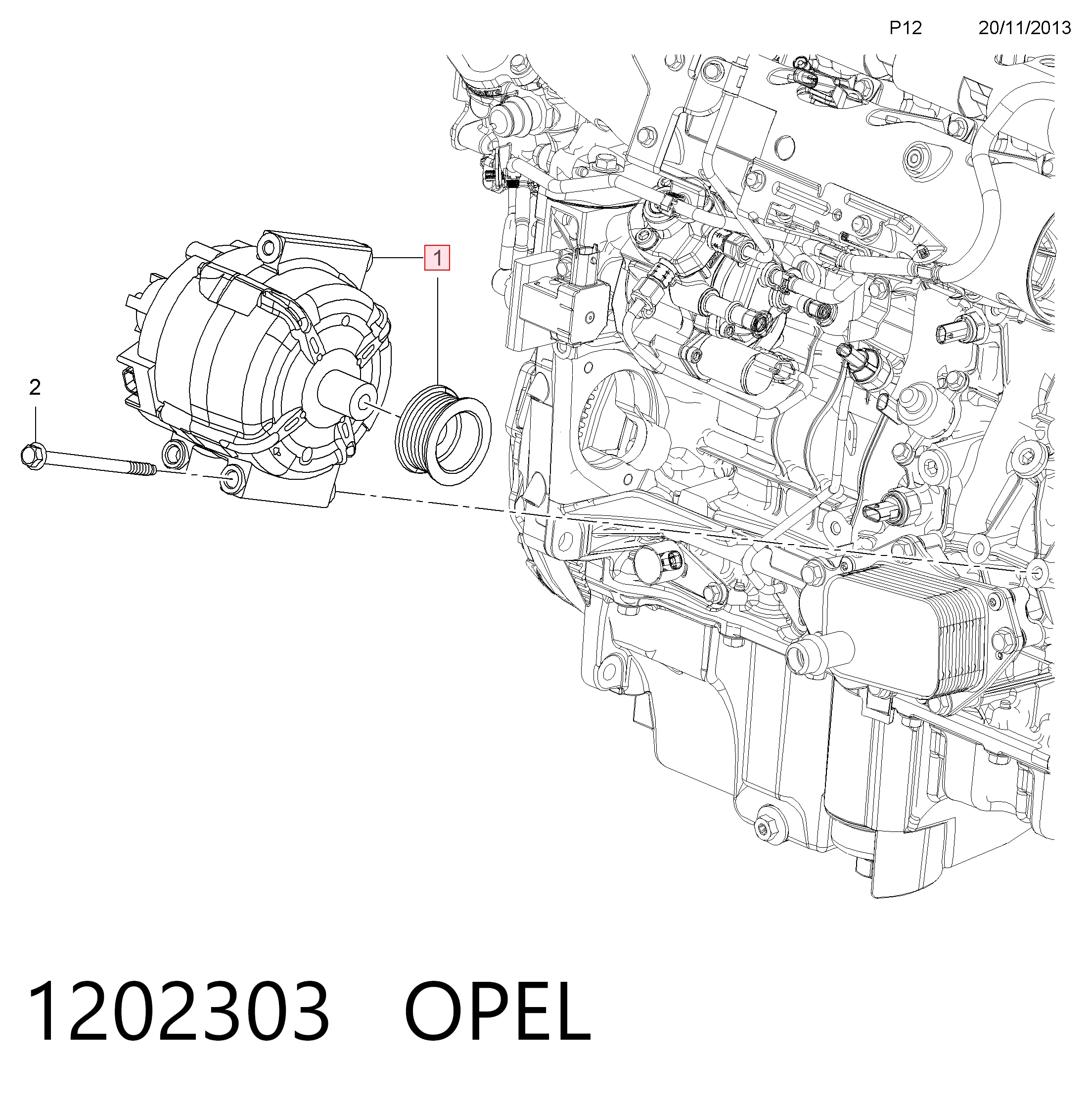 Do koszyka Alternator Opel Meriva B 