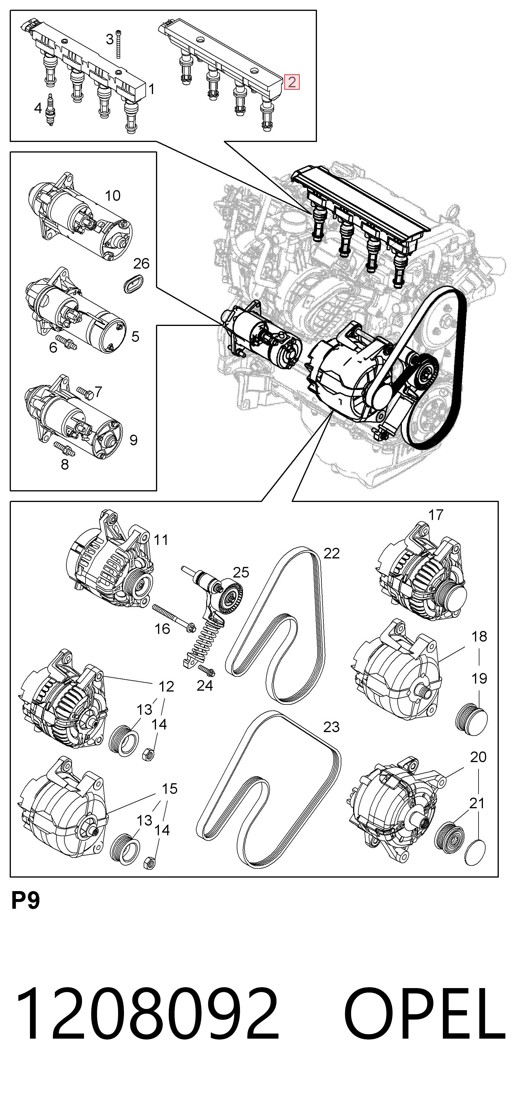 1208092 Opel Cewka zapłonowa