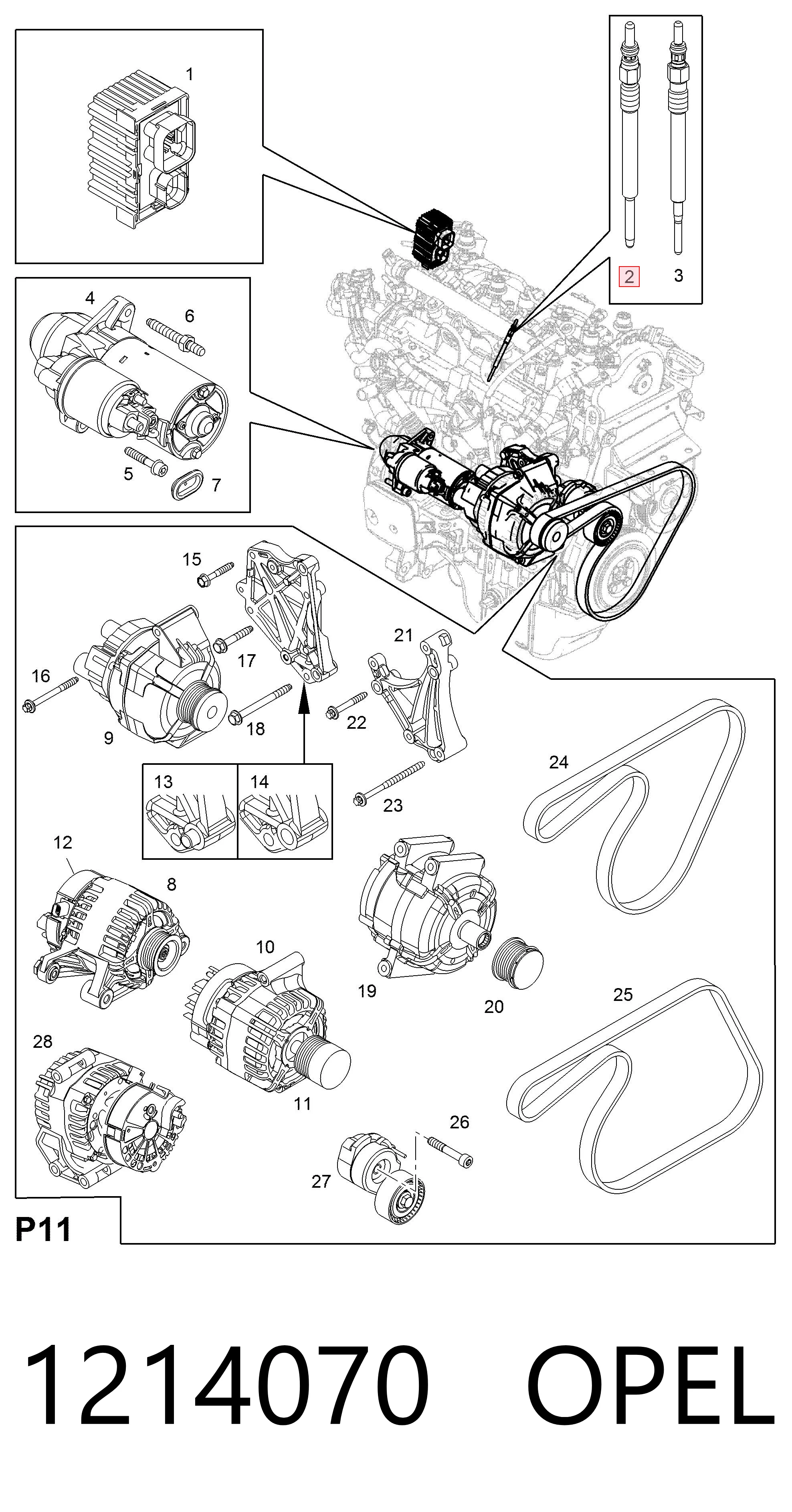 1214070 Opel Świeca żarowa