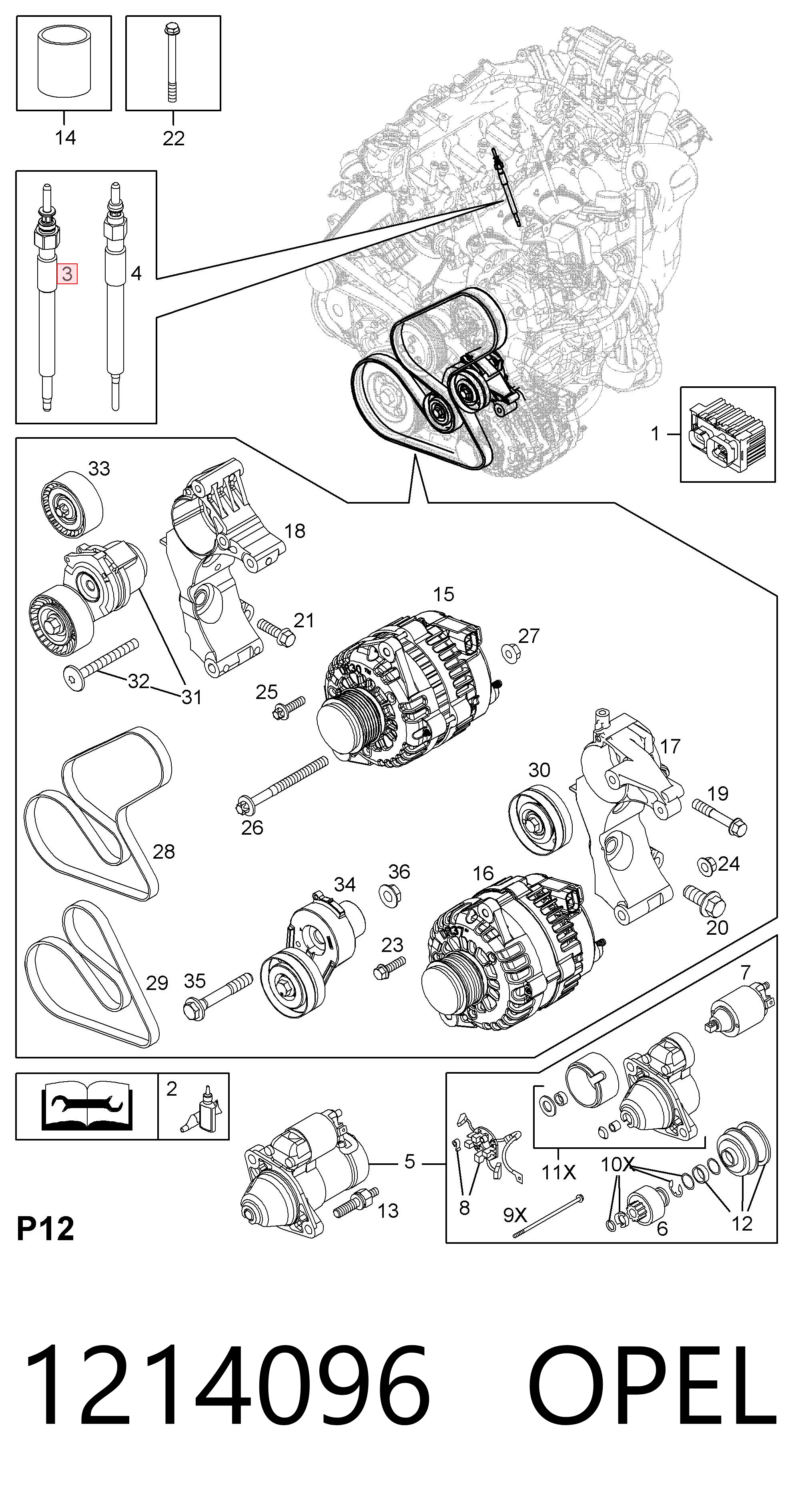1214096 Opel Świeca żarowa