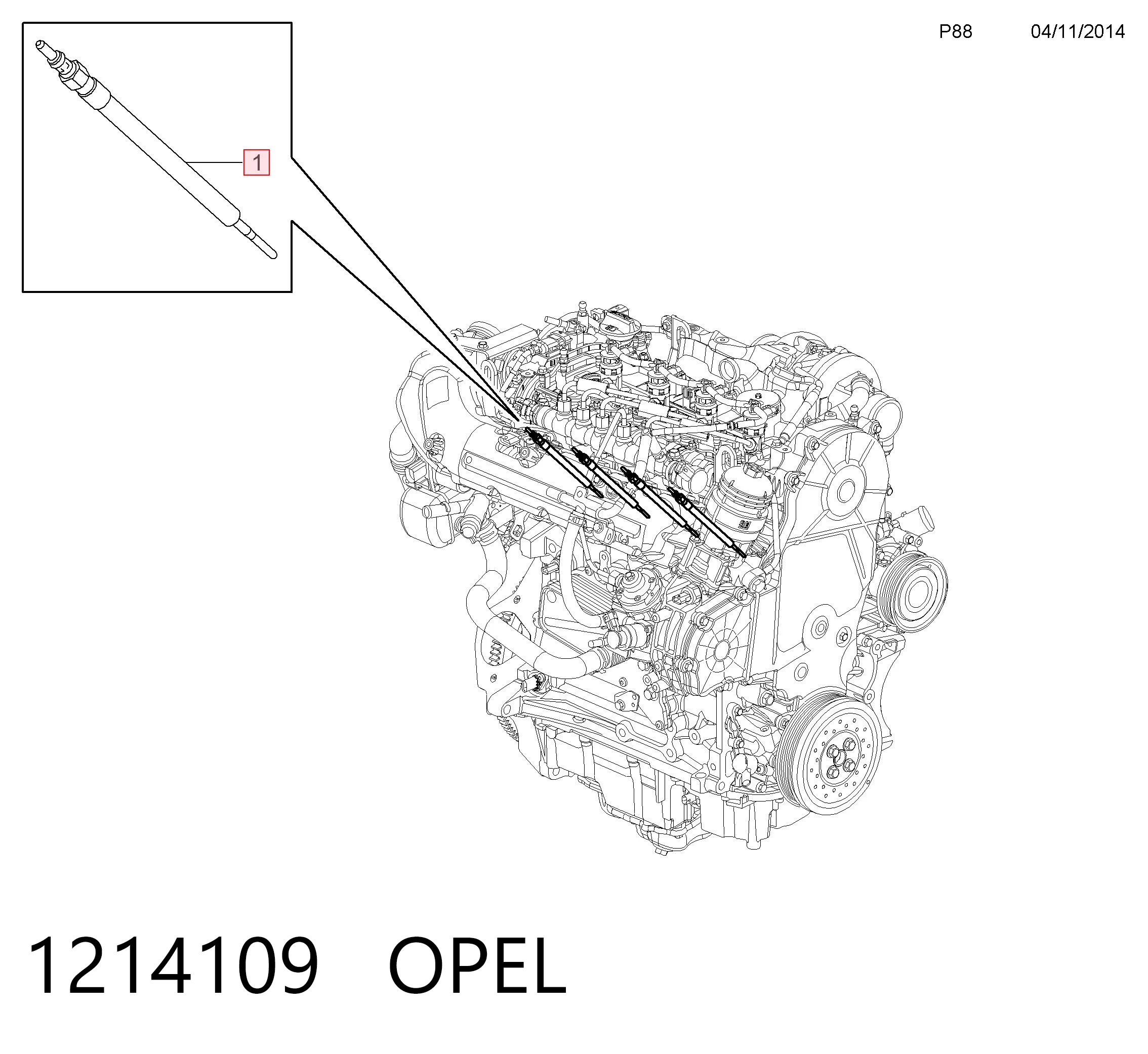 1214109 Opel Świeca żarowa