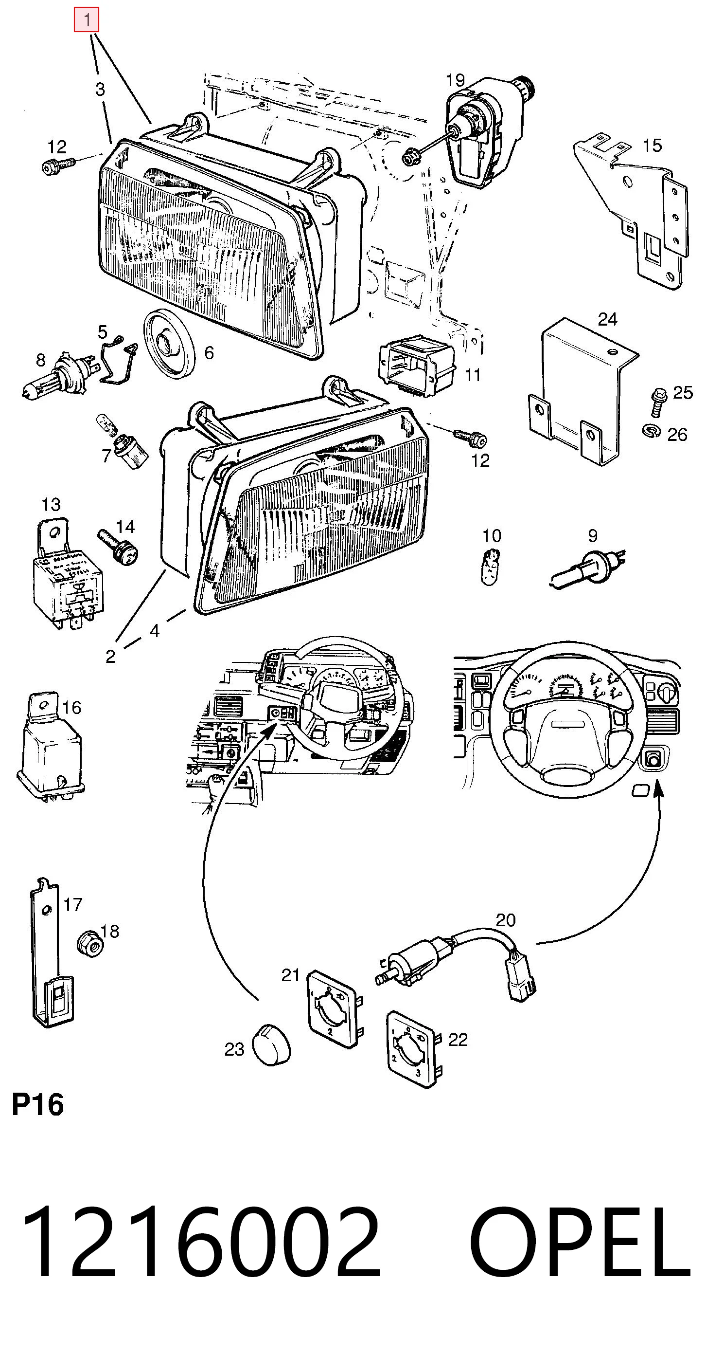 91143329 General Motors Reflektor prawy