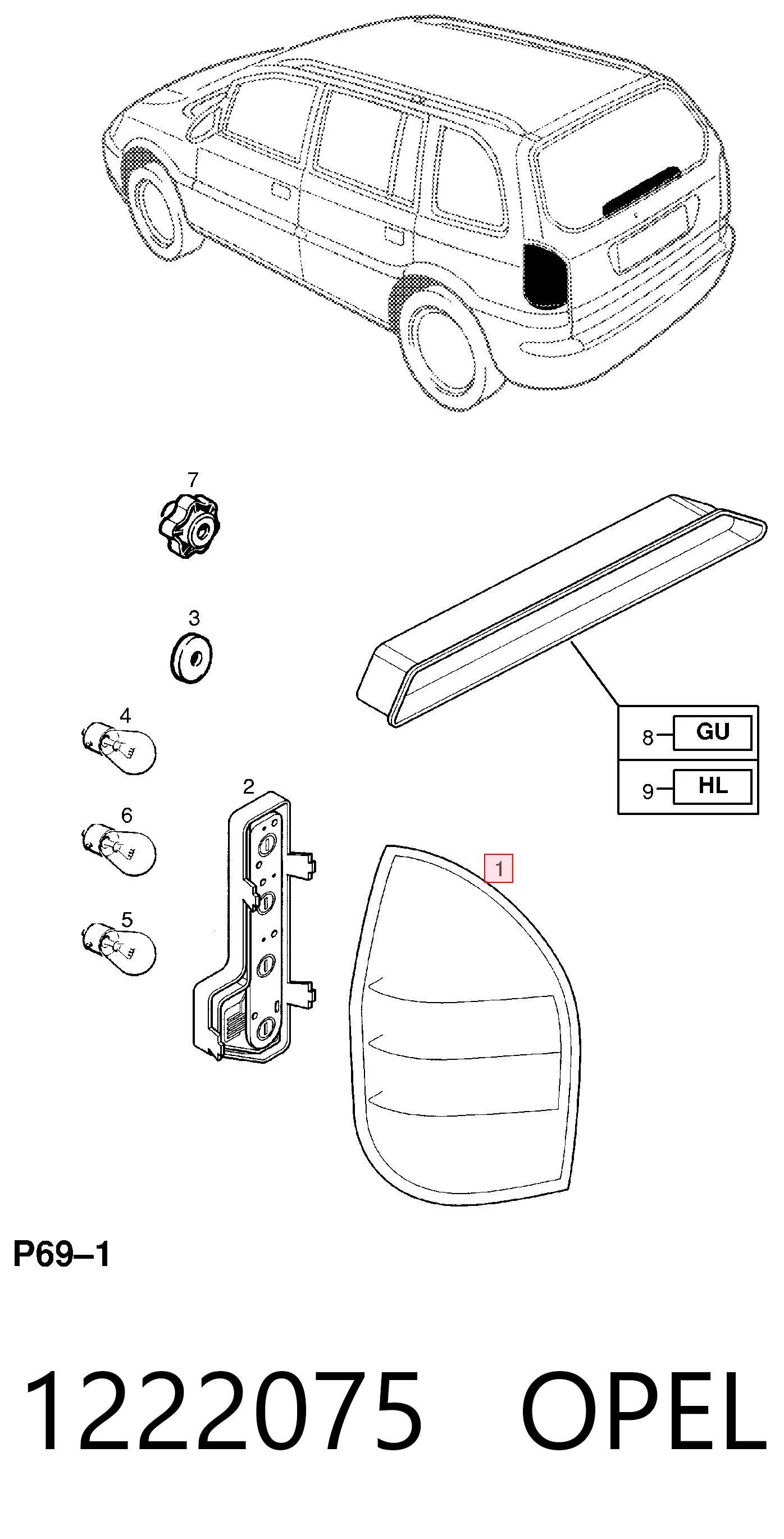 93175677 General Motors Lampa zespolona tylna lewa