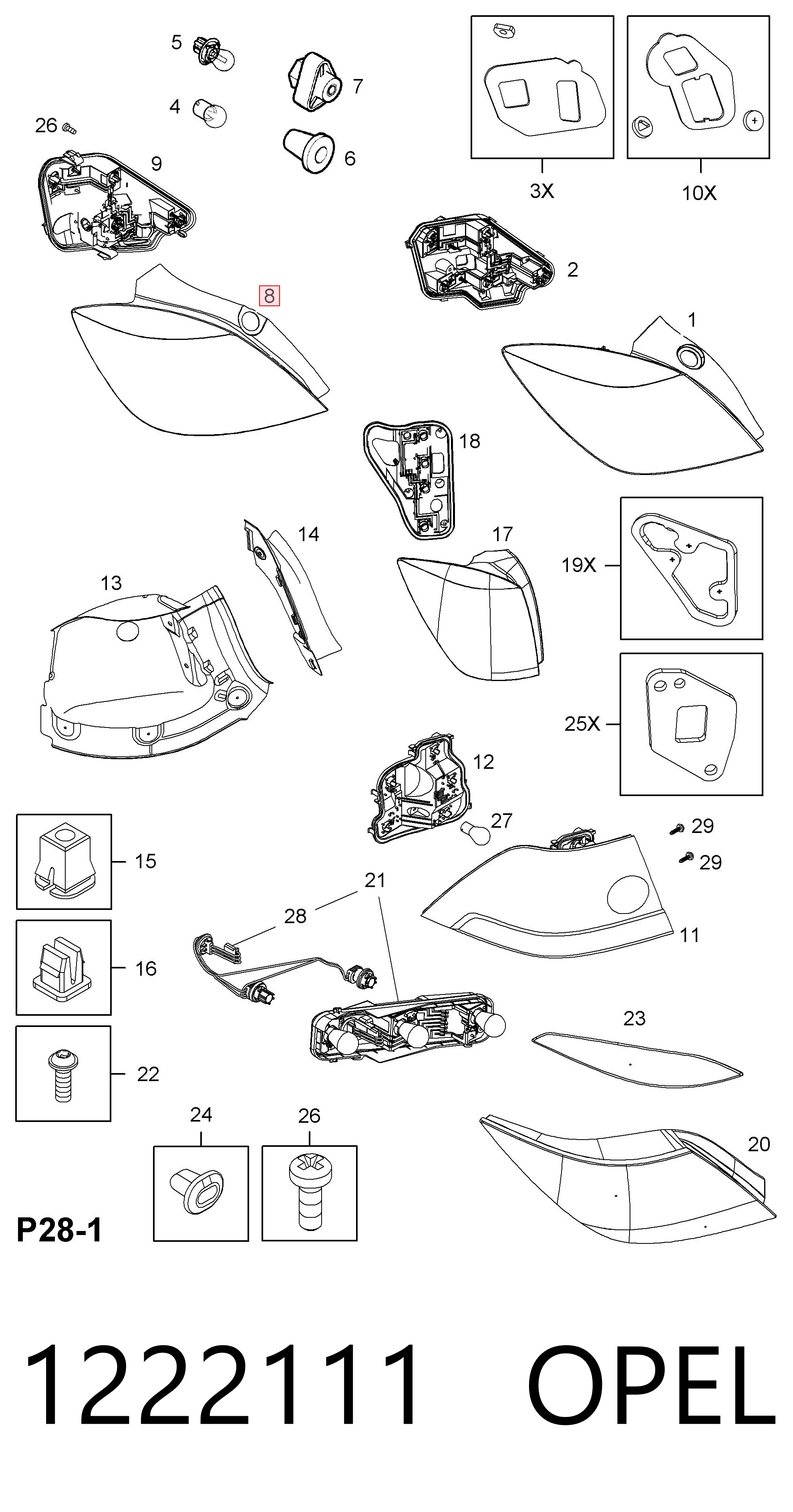 Do koszyka Lampa zespolona tylna lewa Opel Astra H A04