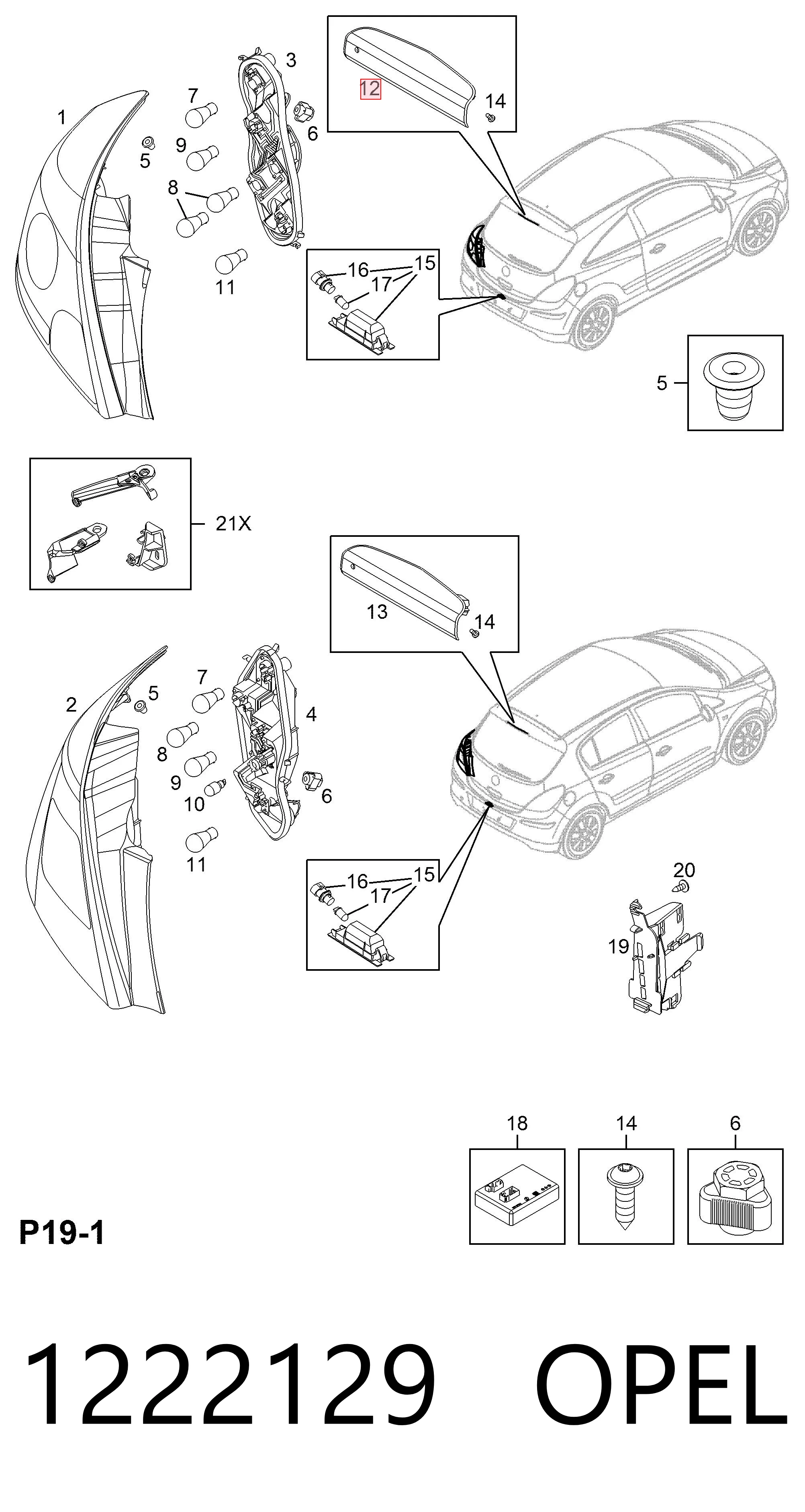 Lampa stop tylna dodatkowa Opel Corsa E hatchback (X15) (2014 - 2026) cena, od 70,65 USD