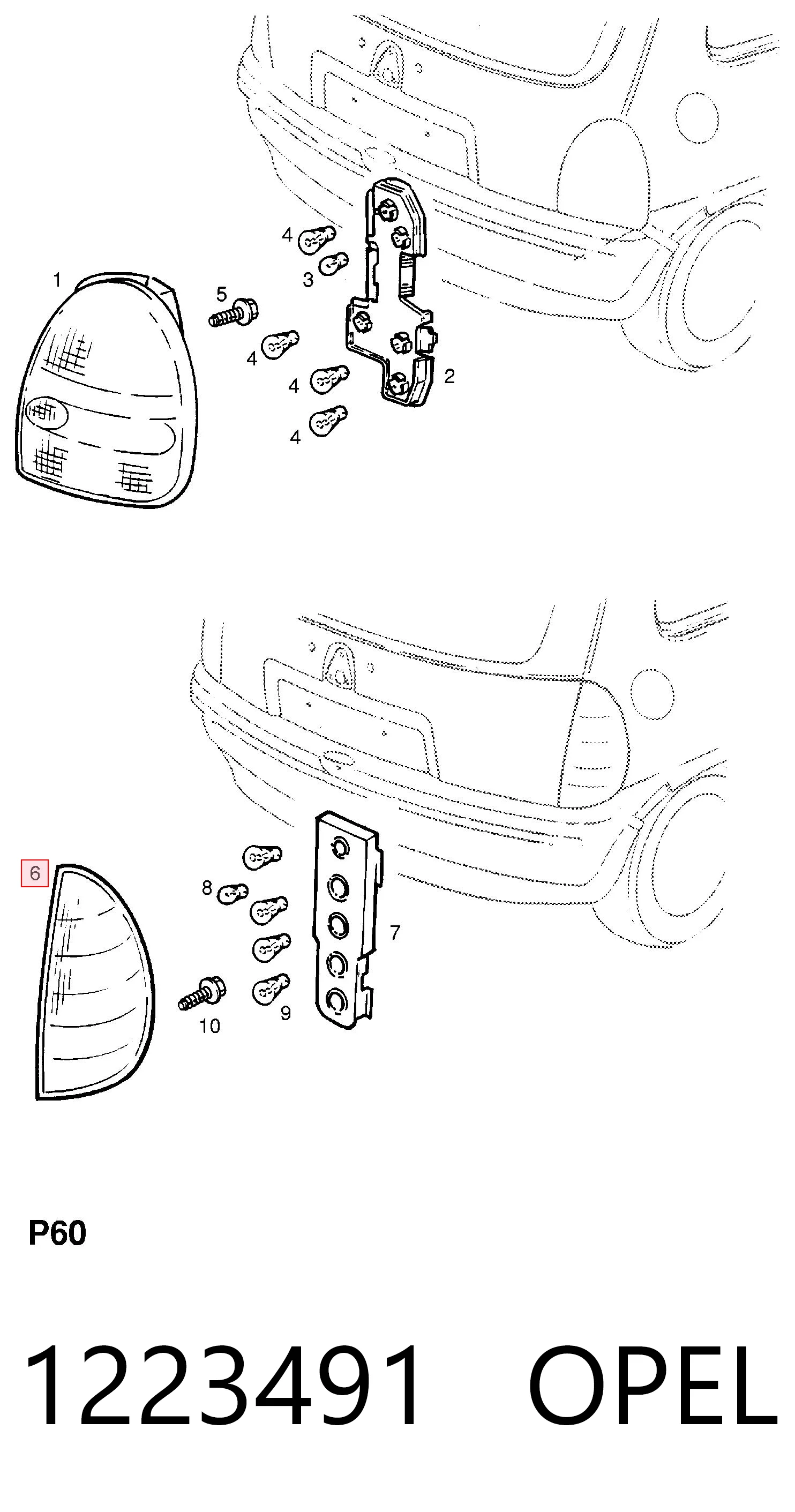 Do koszyka Lampa zespolona tylna prawa Opel Corsa B S93