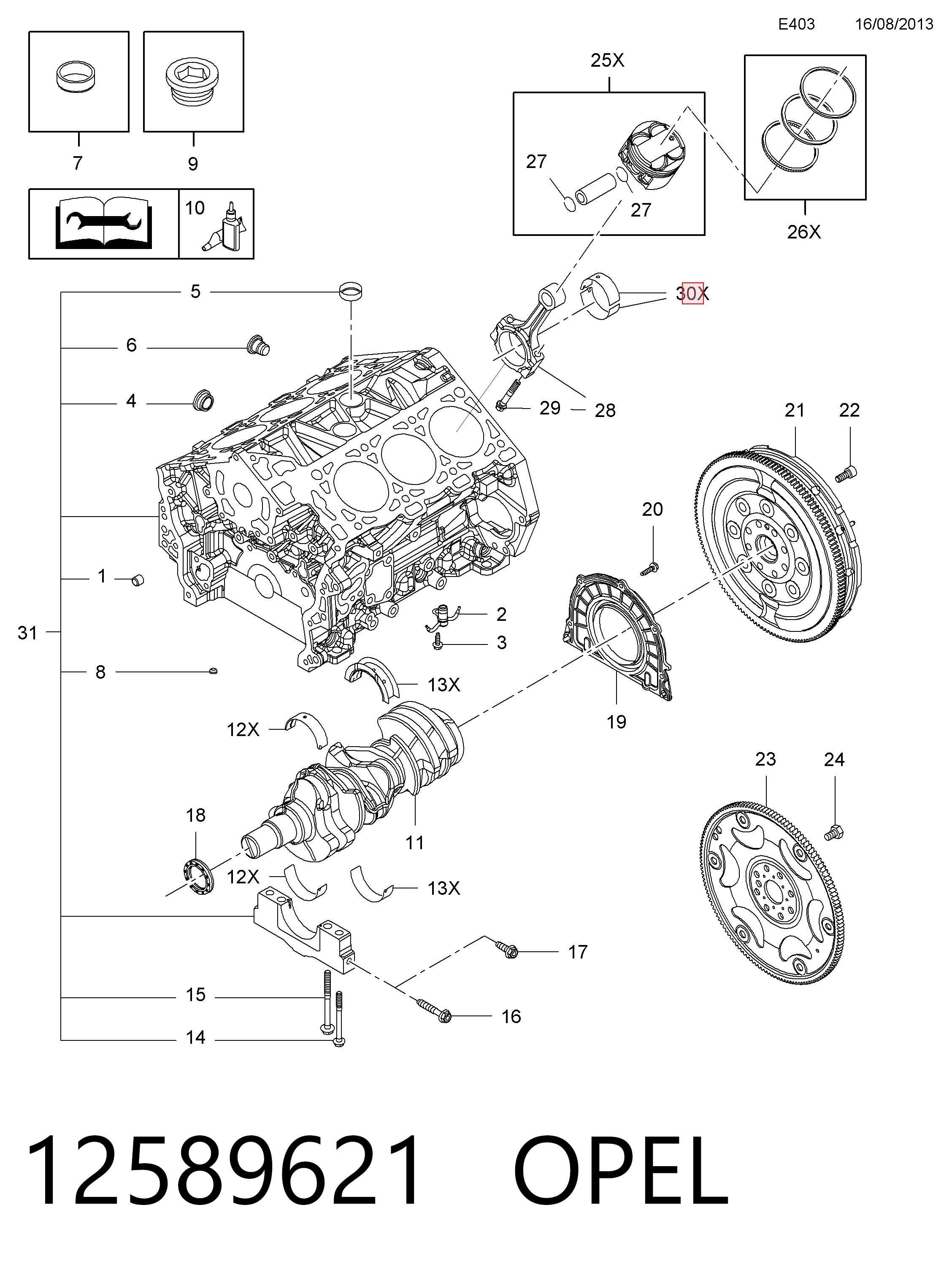 Panewki korbowodowe wału korbowego, zestaw, standardowe (STD) Opel Antara A