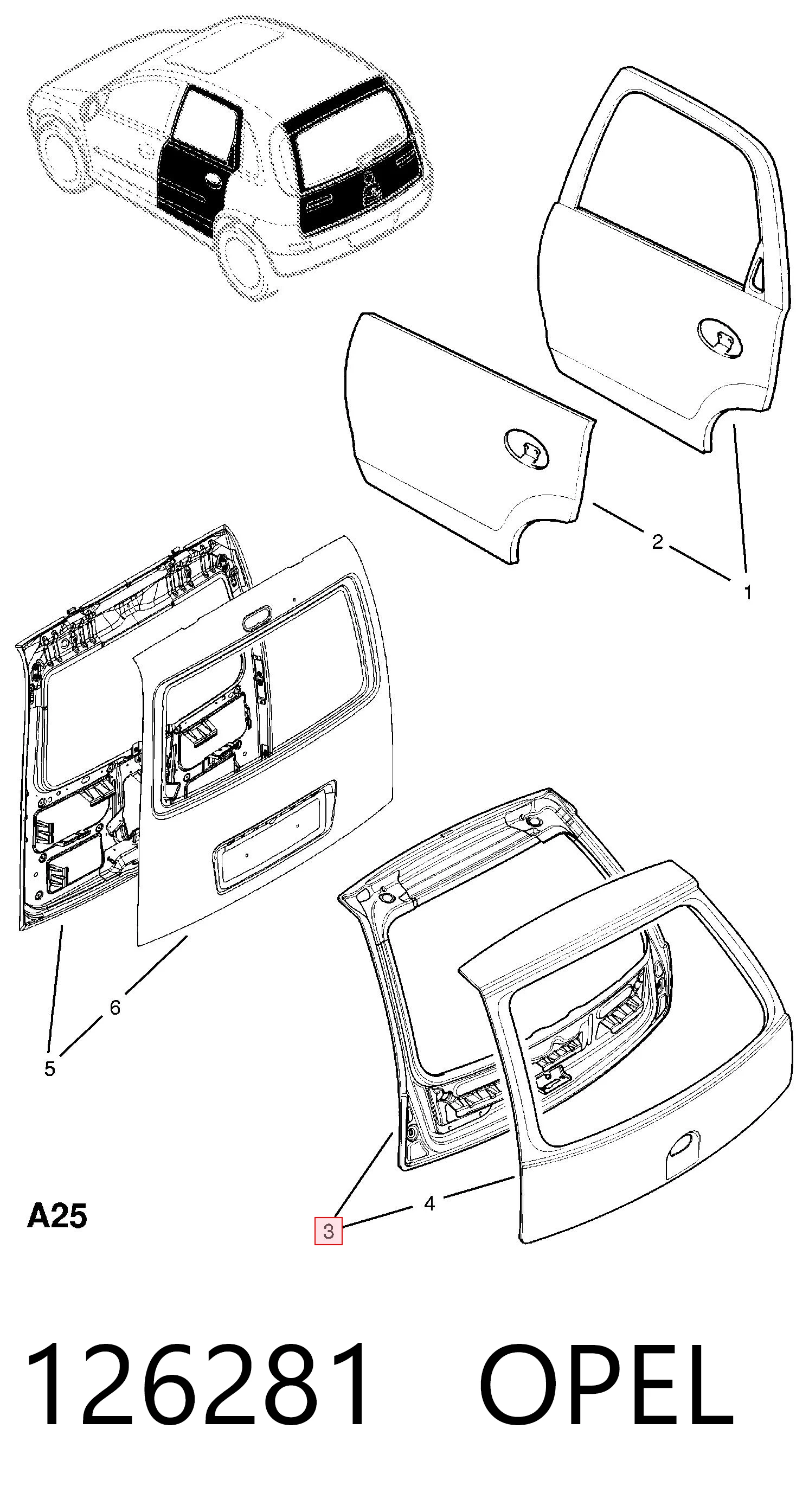 Drzwi tylne (bagażnika 3/5) do Opel Corsa C F08, F68