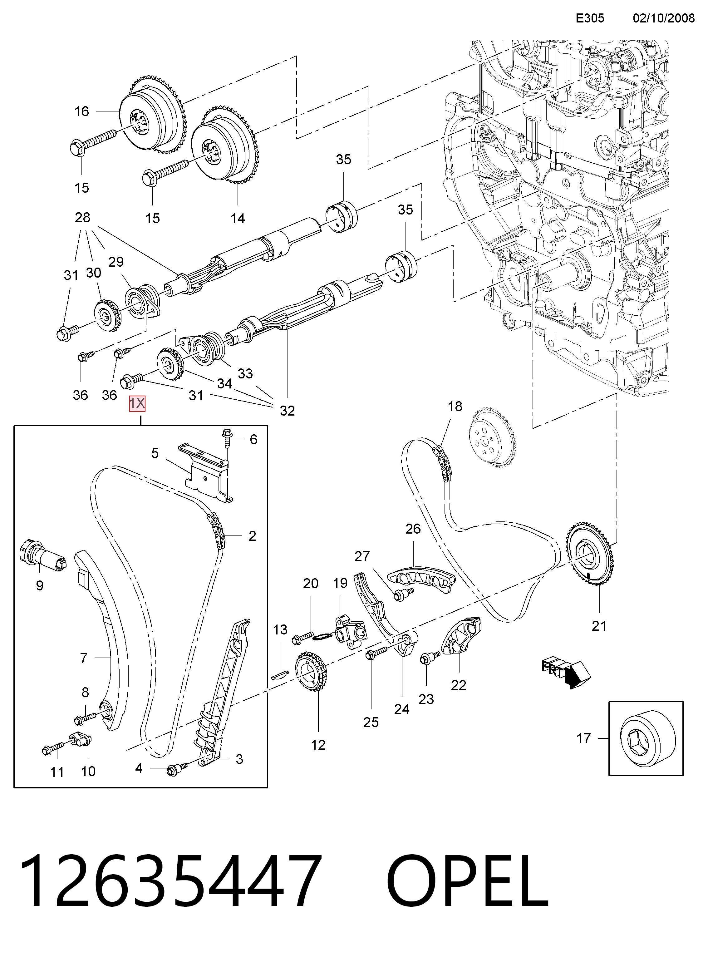 Łańcuch rozrządu, zestaw Fiat Croma II