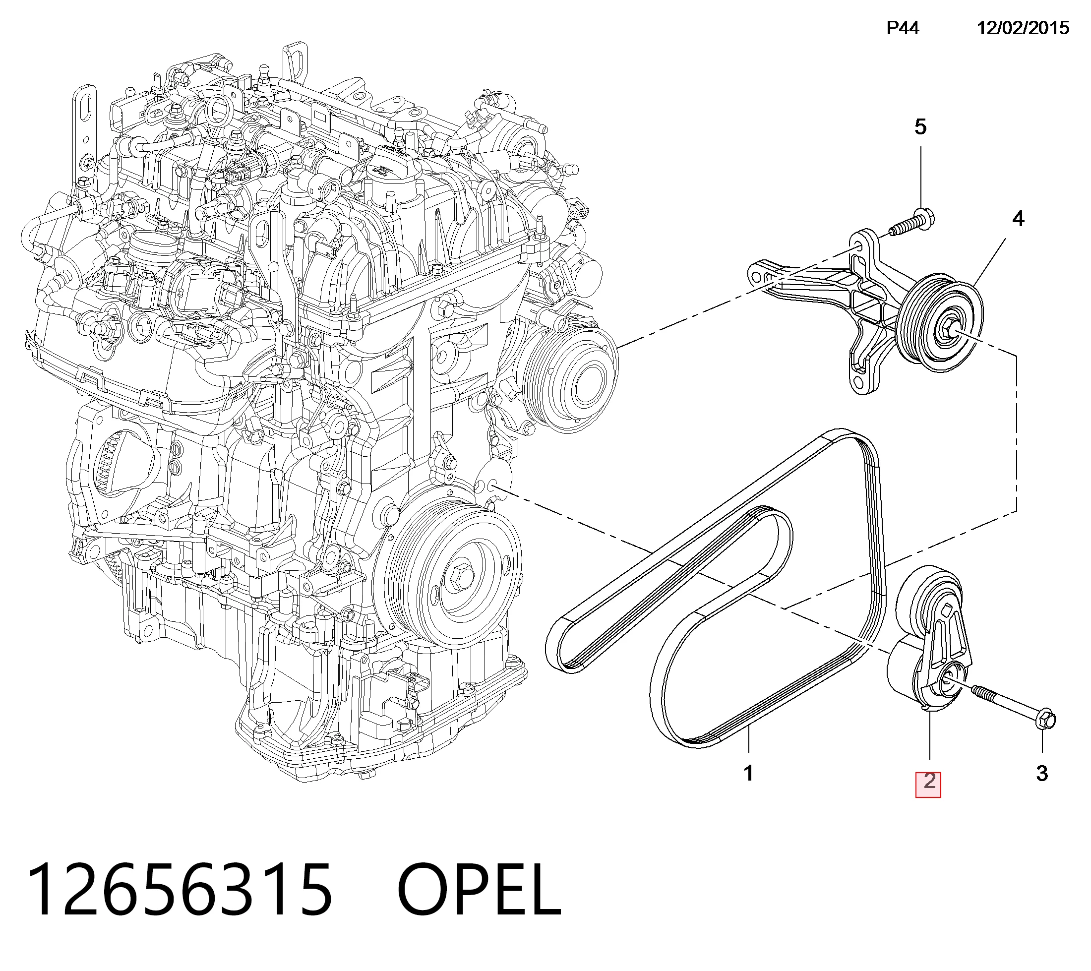 12656315 Opel Napinacz paska napędowego