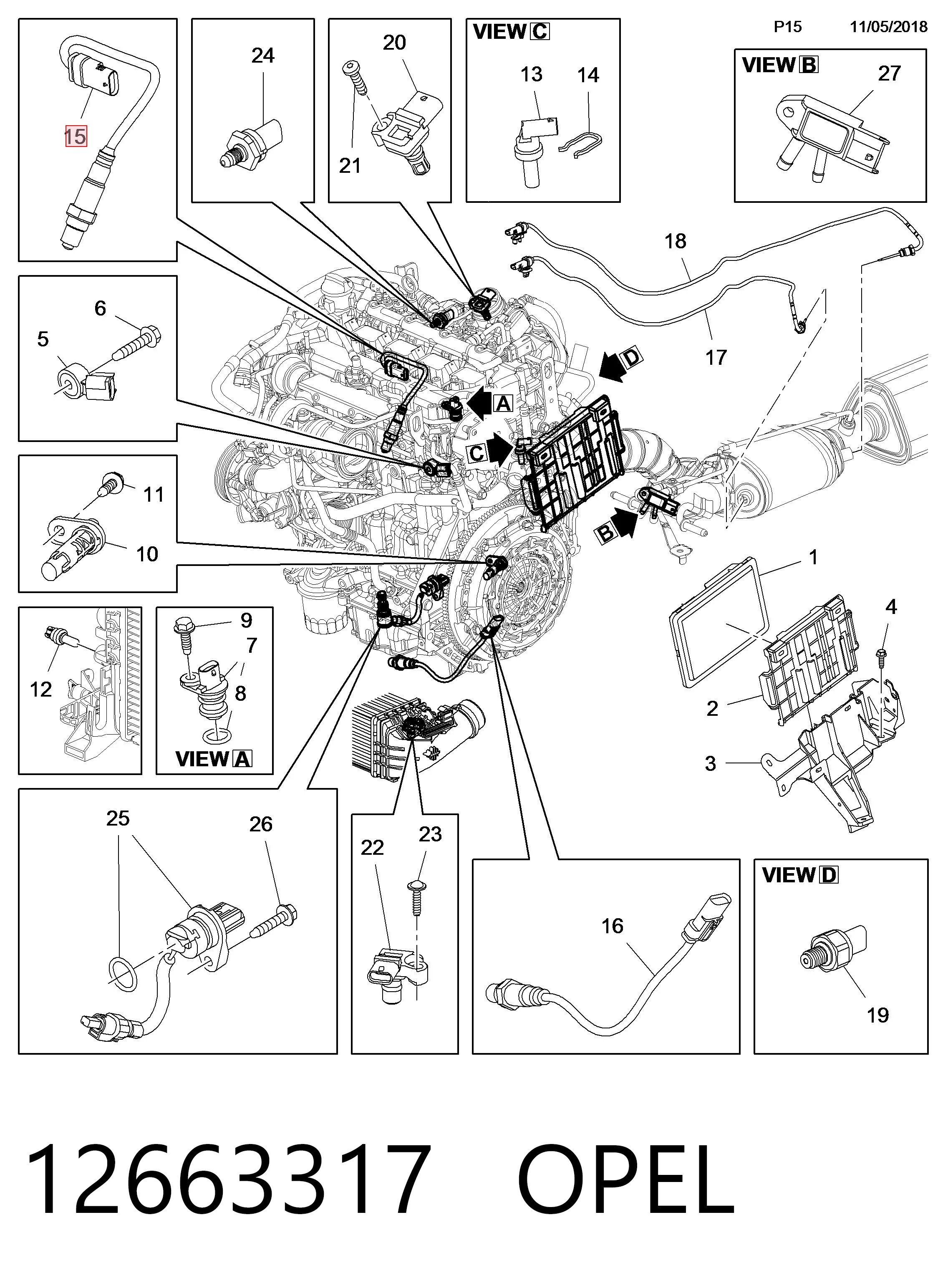 12663317 Opel Sonda lambda, czujnik tlenu