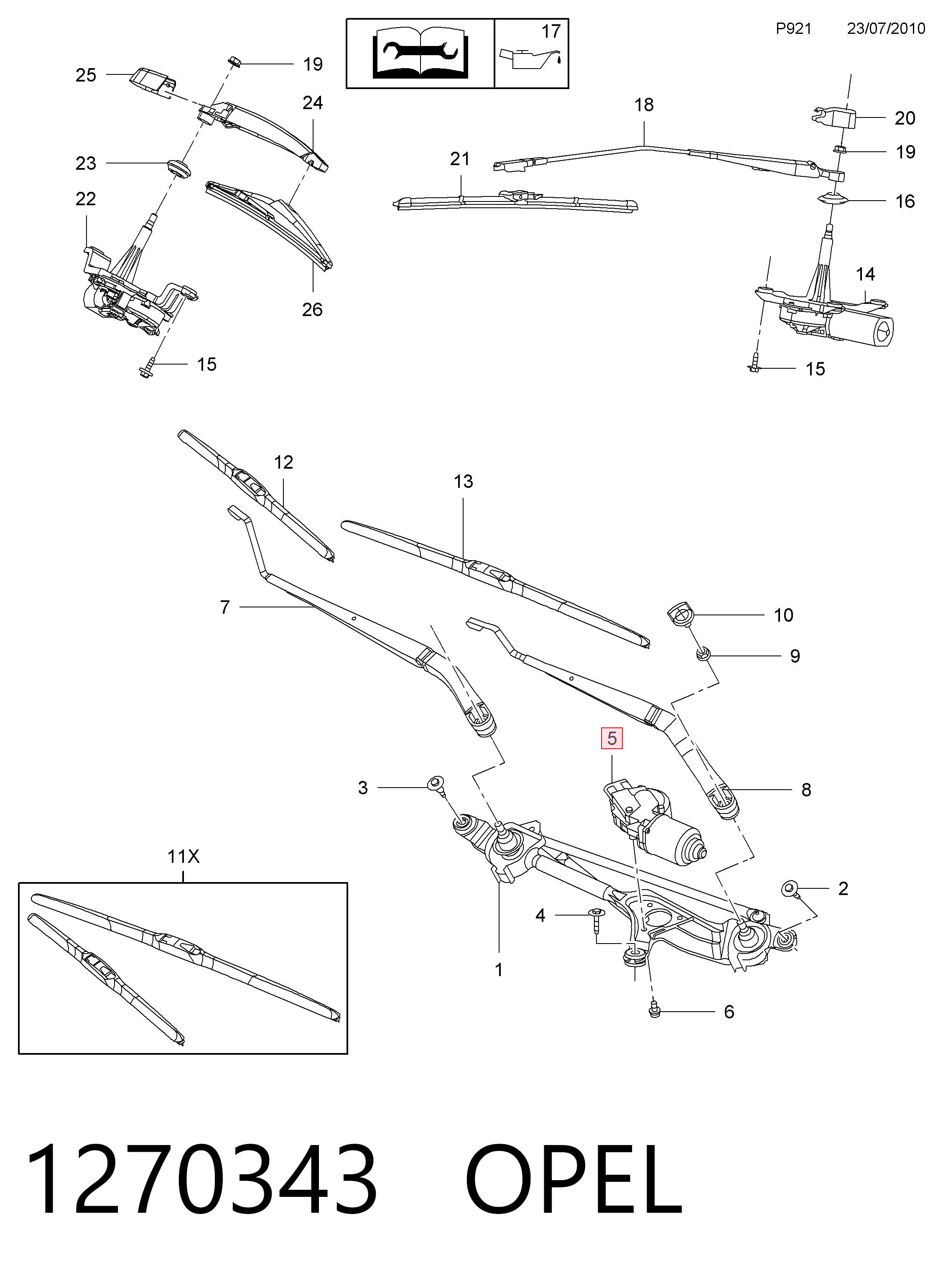 Silniczek wycieraczki szyby przedniej Opel Insignia A hatchback (G09) (2008 - 2017) cena, od 46,03 USD