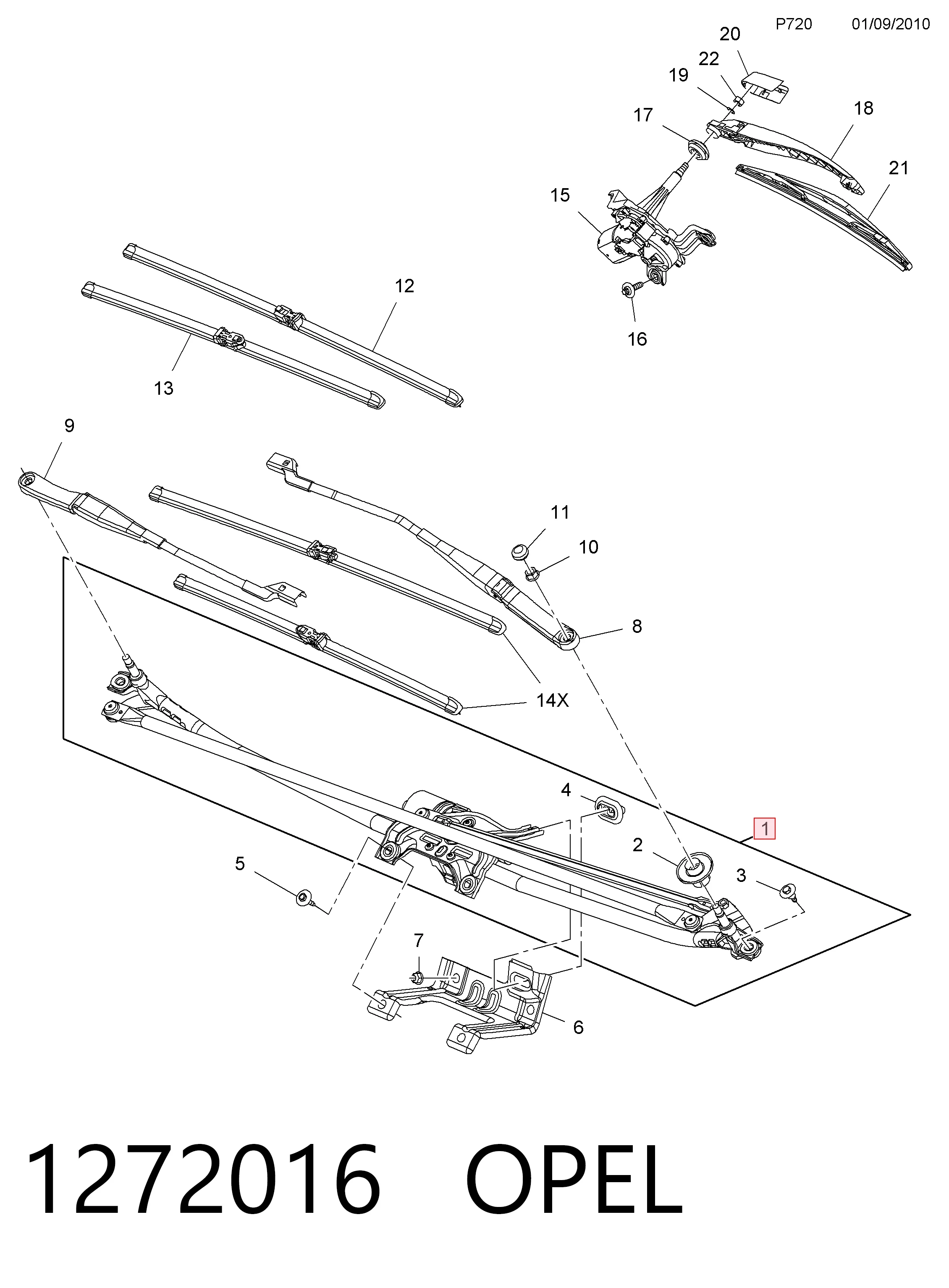 Do koszyka Mechanizm wycieraczek Opel Meriva B 