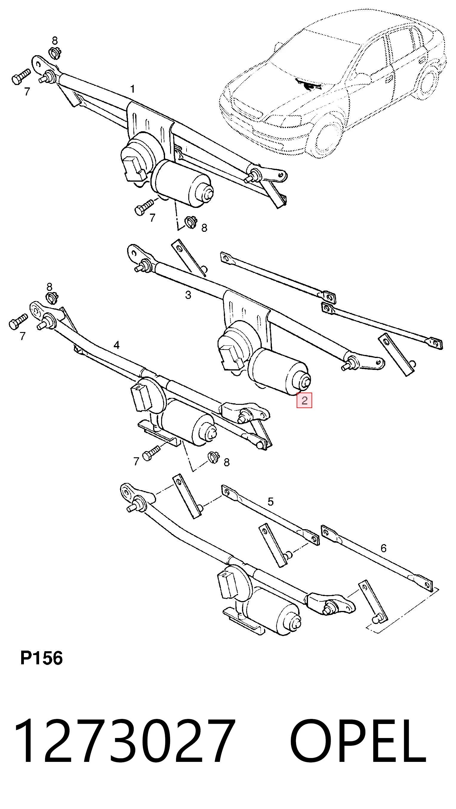 1273027 Opel Silniczek wycieraczki szyby przedniej