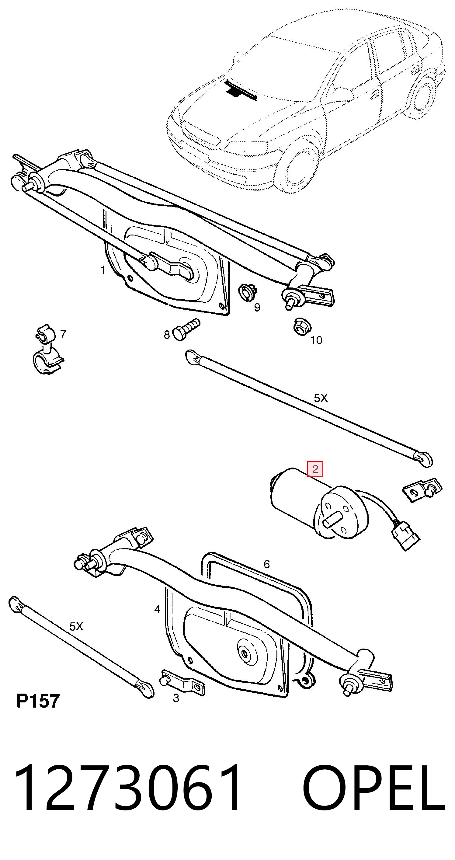 1273061 Opel Silniczek wycieraczki szyby przedniej