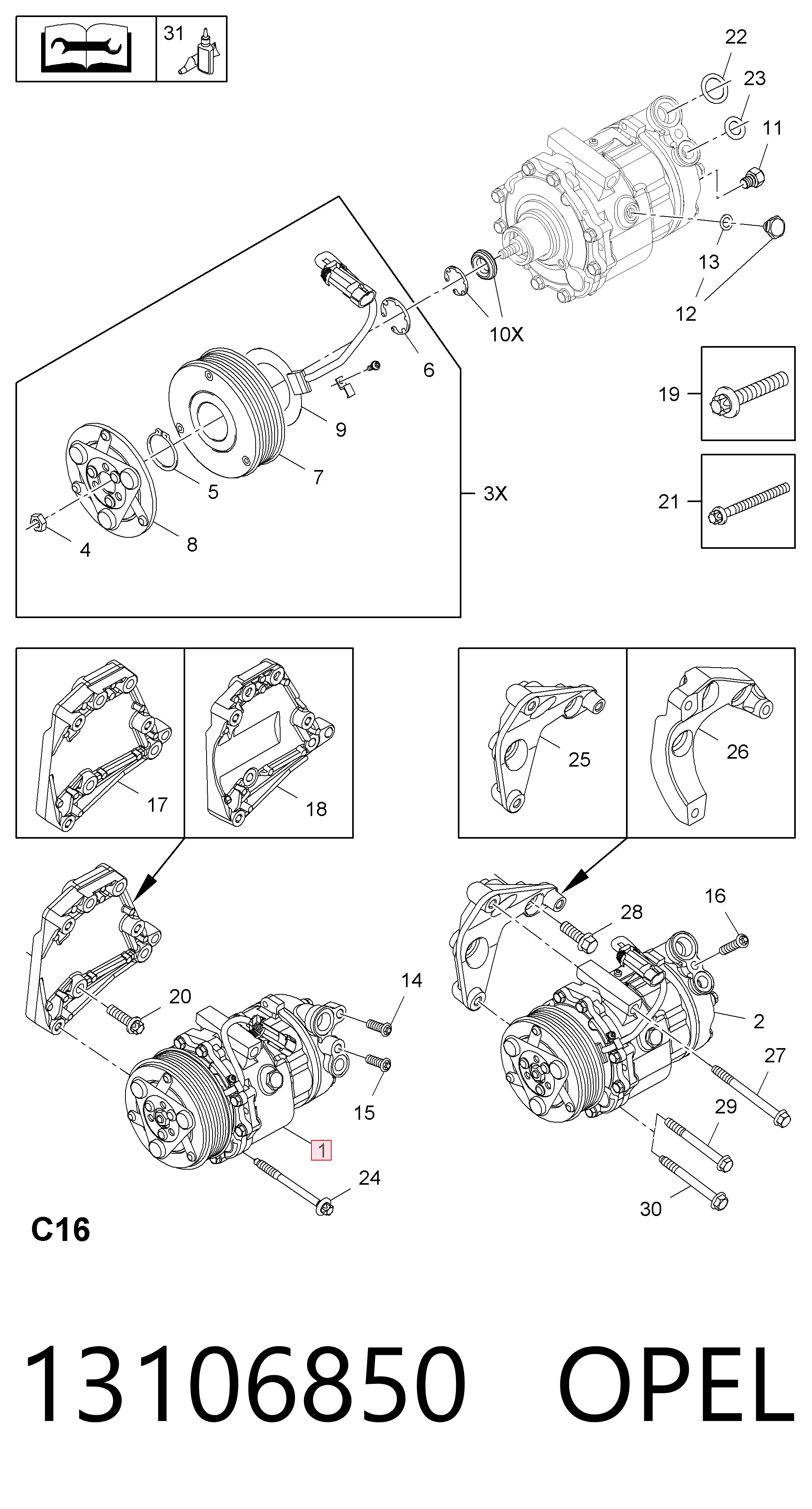  Sprężarka klimatyzacji Opel Combo 
