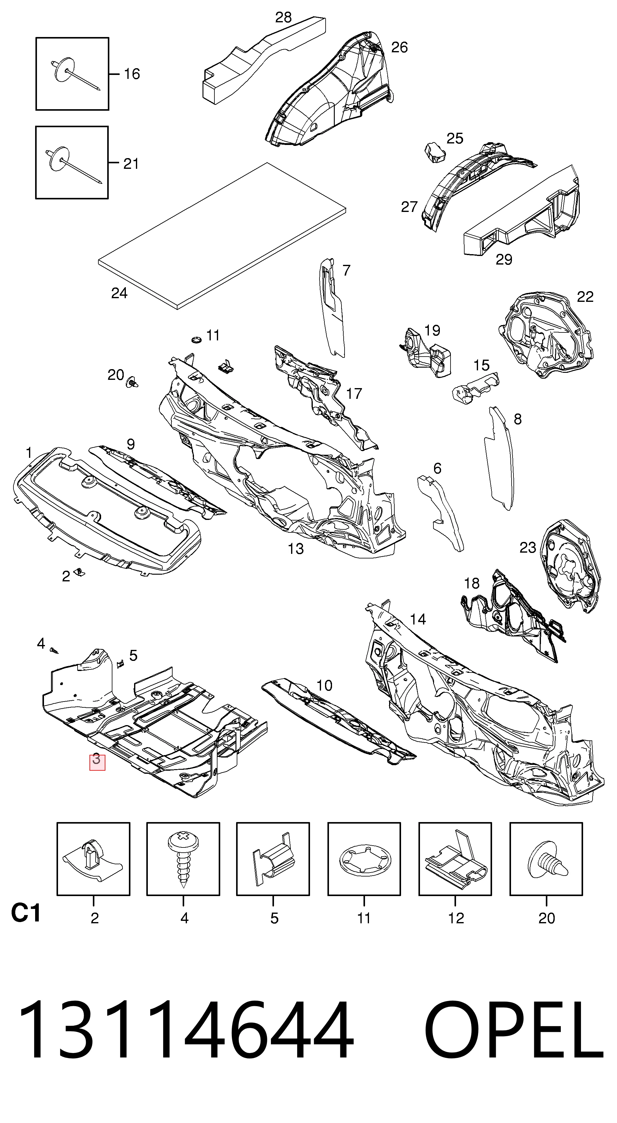 Osłona silnika, miski (przedziału silnika) Opel Zafira B minivan (A05) (2005 - 2011) cena, od 69,17 USD