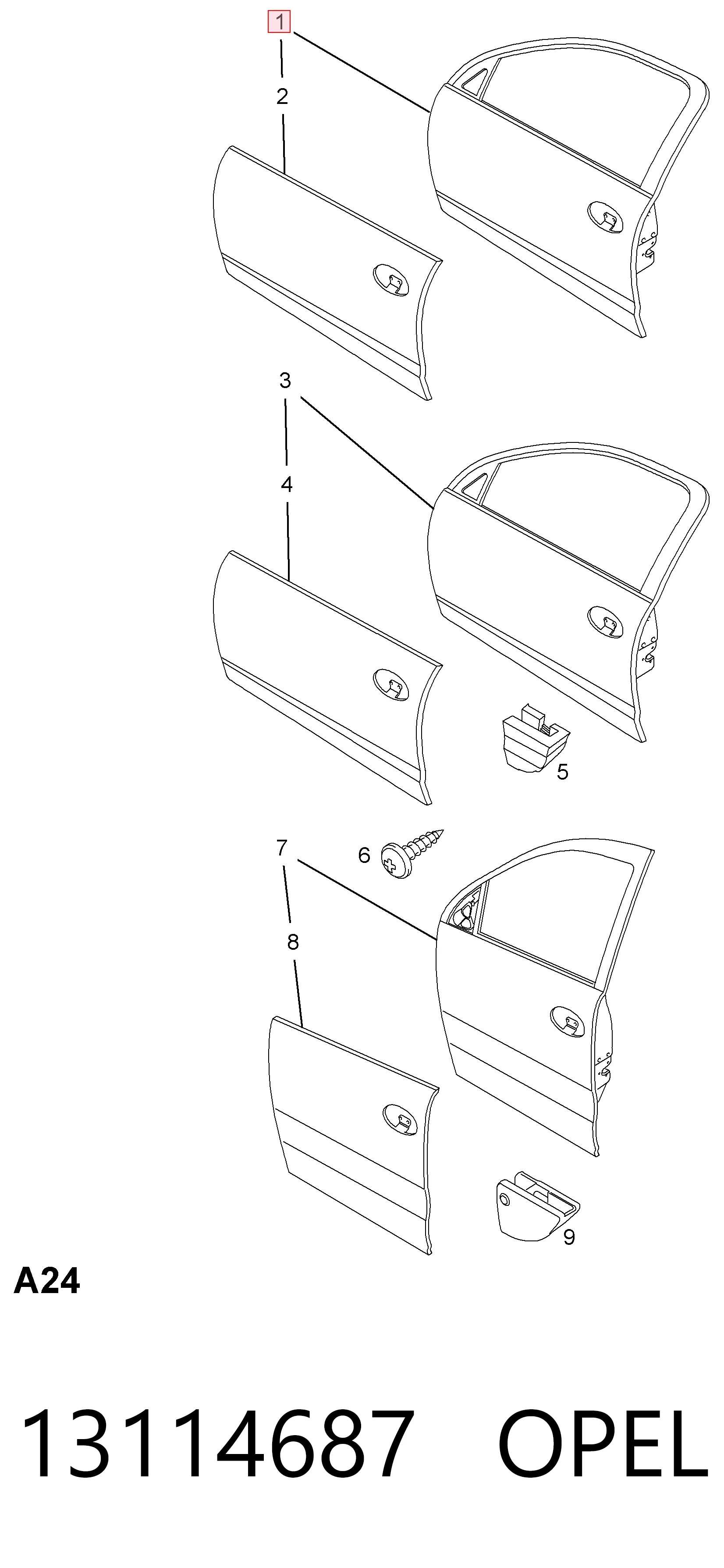 Drzwi przednie lewe Opel Corsa C hatchback (F08, F68) (2000 - 2006) cena, od 138,59 USD