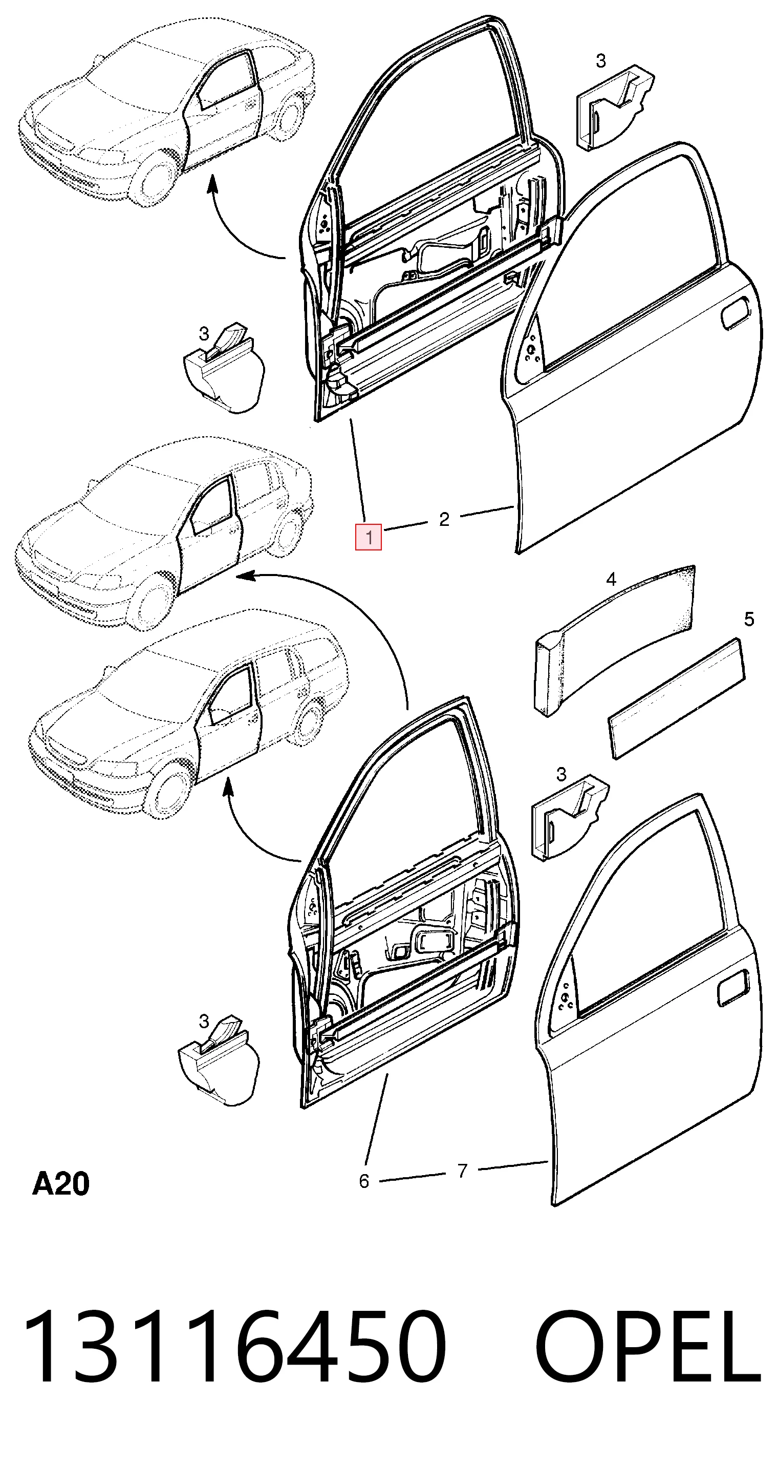 Drzwi przednie prawe Opel Astra G hatchback (F48, F08) (1998 - 2009) cena, od 141,51 USD