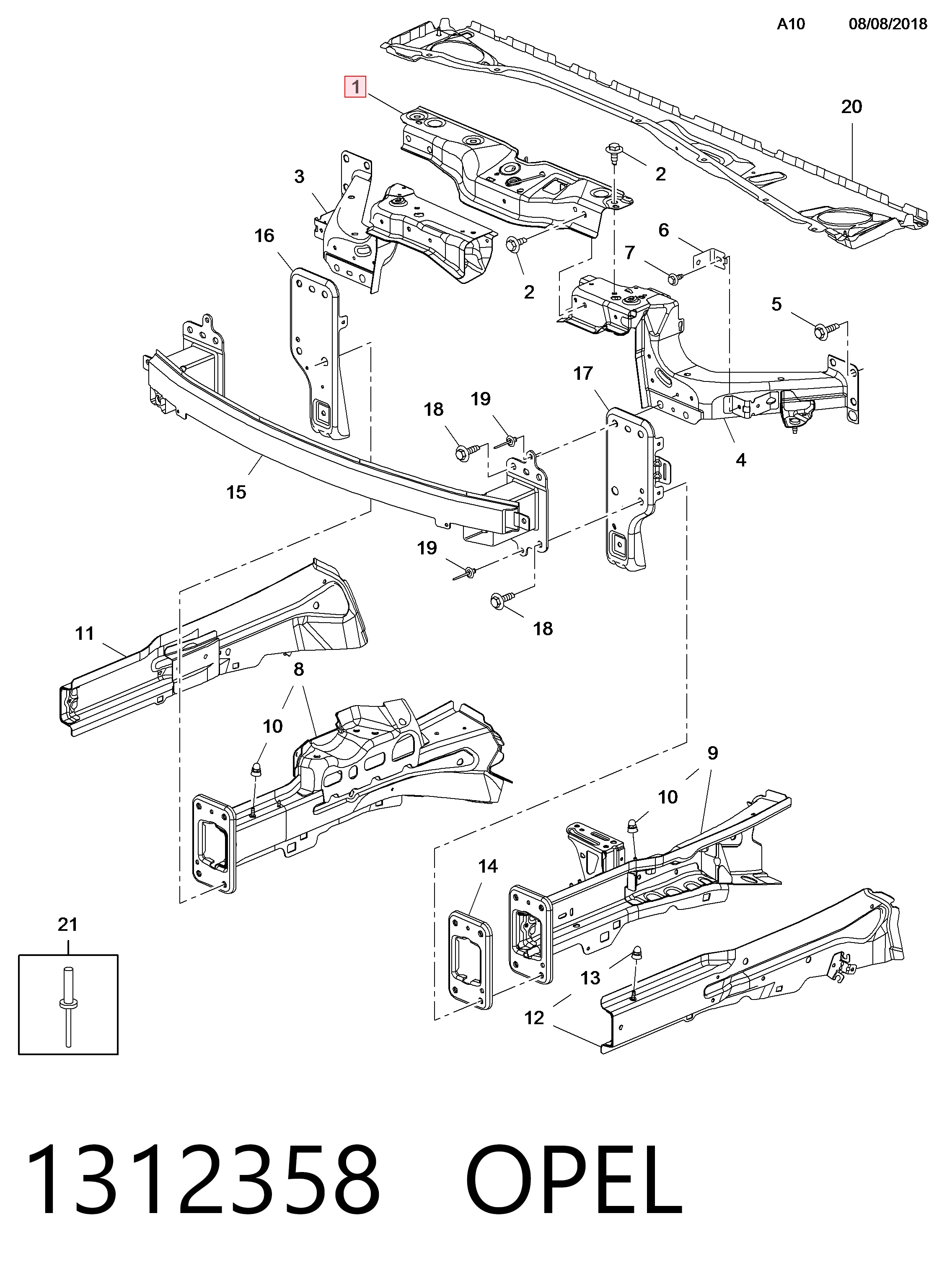Osłona chłodnicy kompletna (panel mocowania reflektorów) Opel Corsa E hatchback (X15) (2014 - 2026) cena, od 53,86 USD