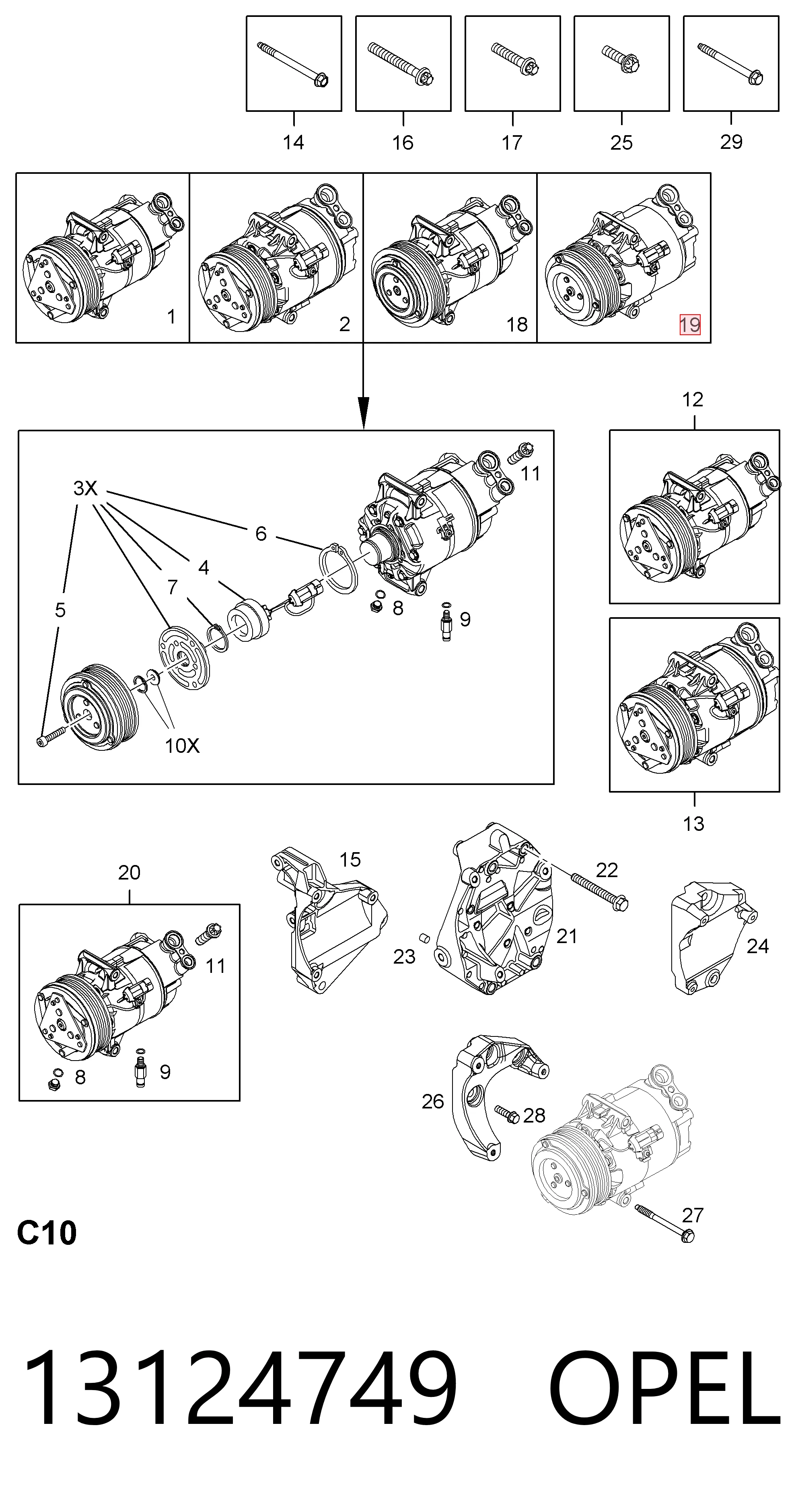 13124749 Opel Sprężarka klimatyzacji