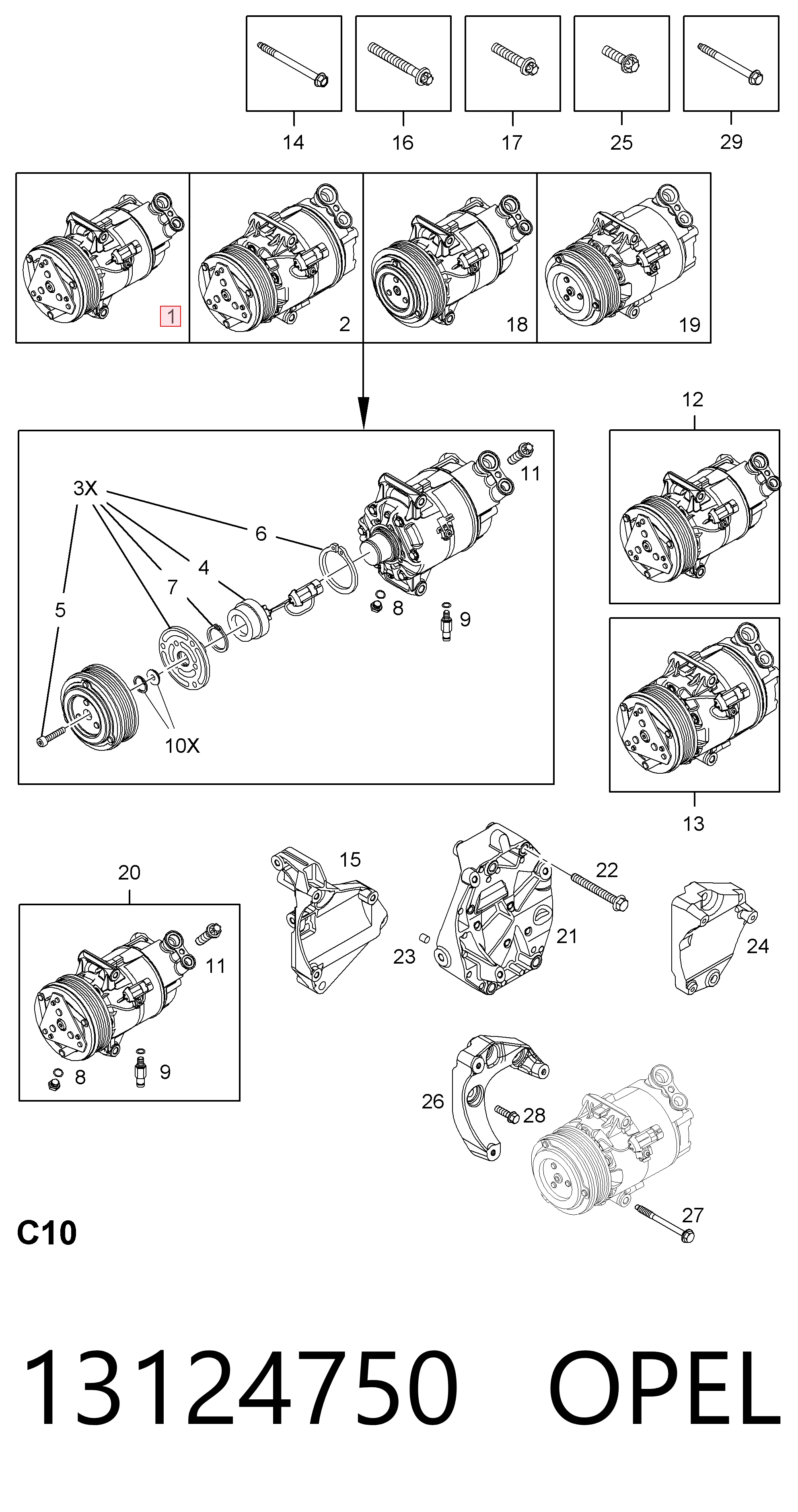 13124750 Opel Sprężarka klimatyzacji