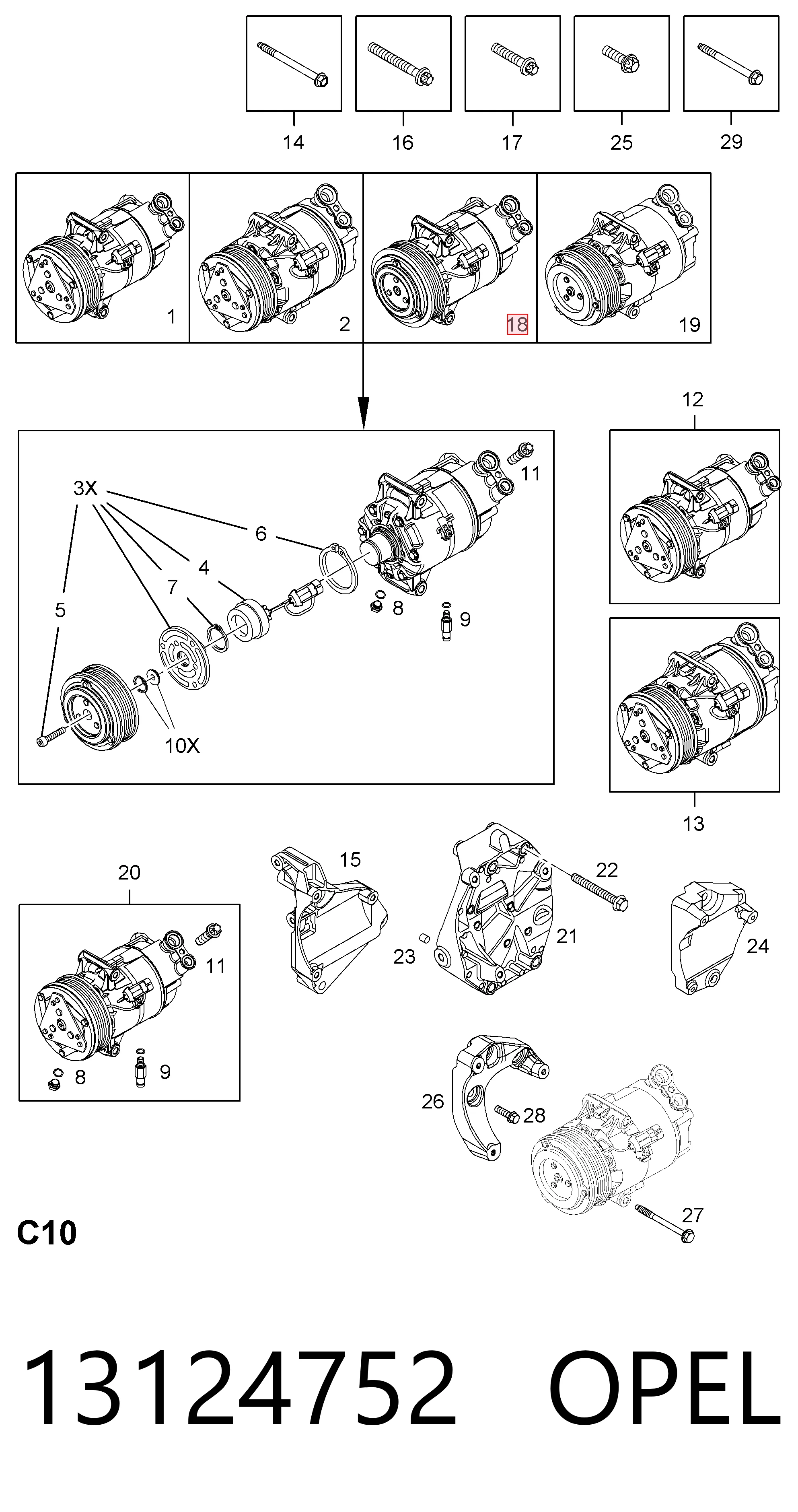 13124752 Opel Sprężarka klimatyzacji