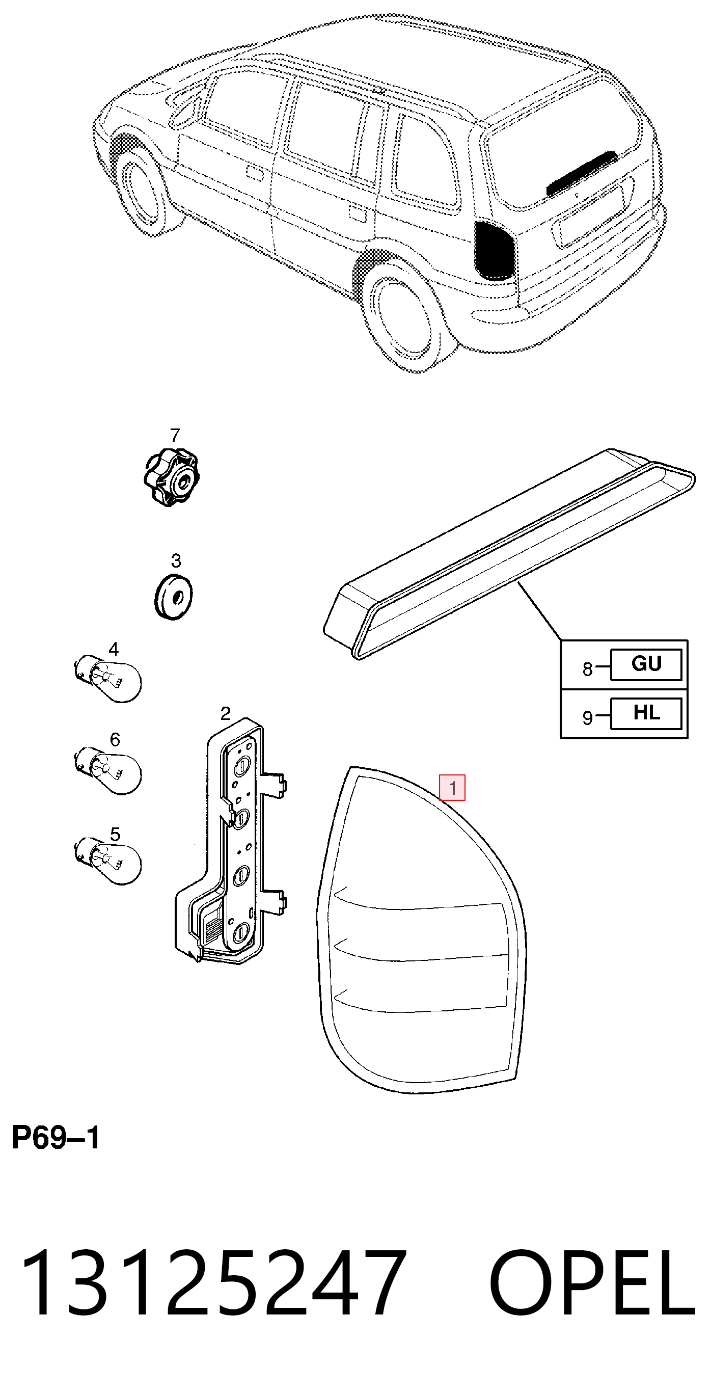 Lampa zespolona tylna lewa General Motors 93175677 cena, od 46,35 USD