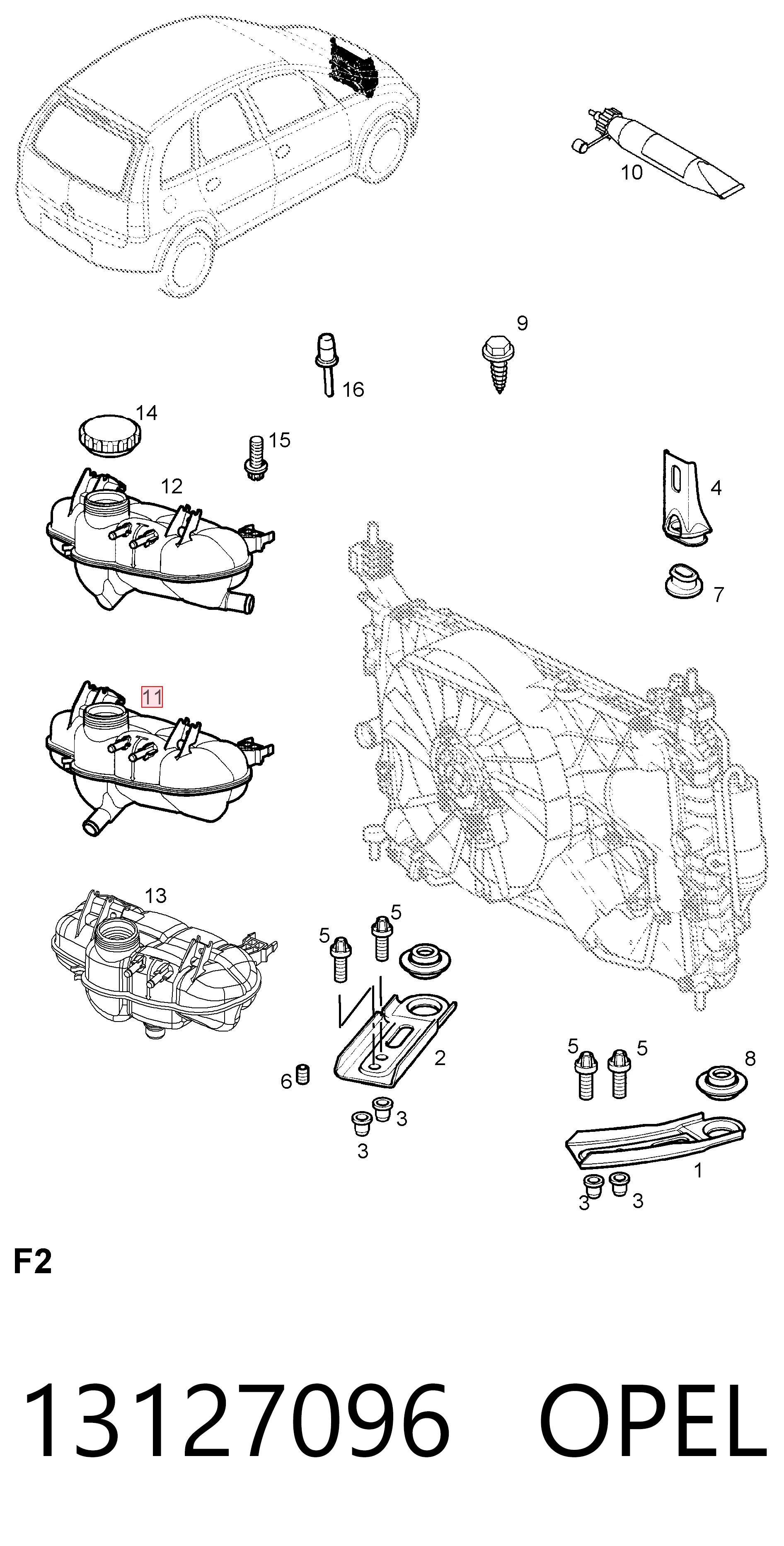 13127096 Opel Zbiorniczek wyrównawczy układu chłodzenia