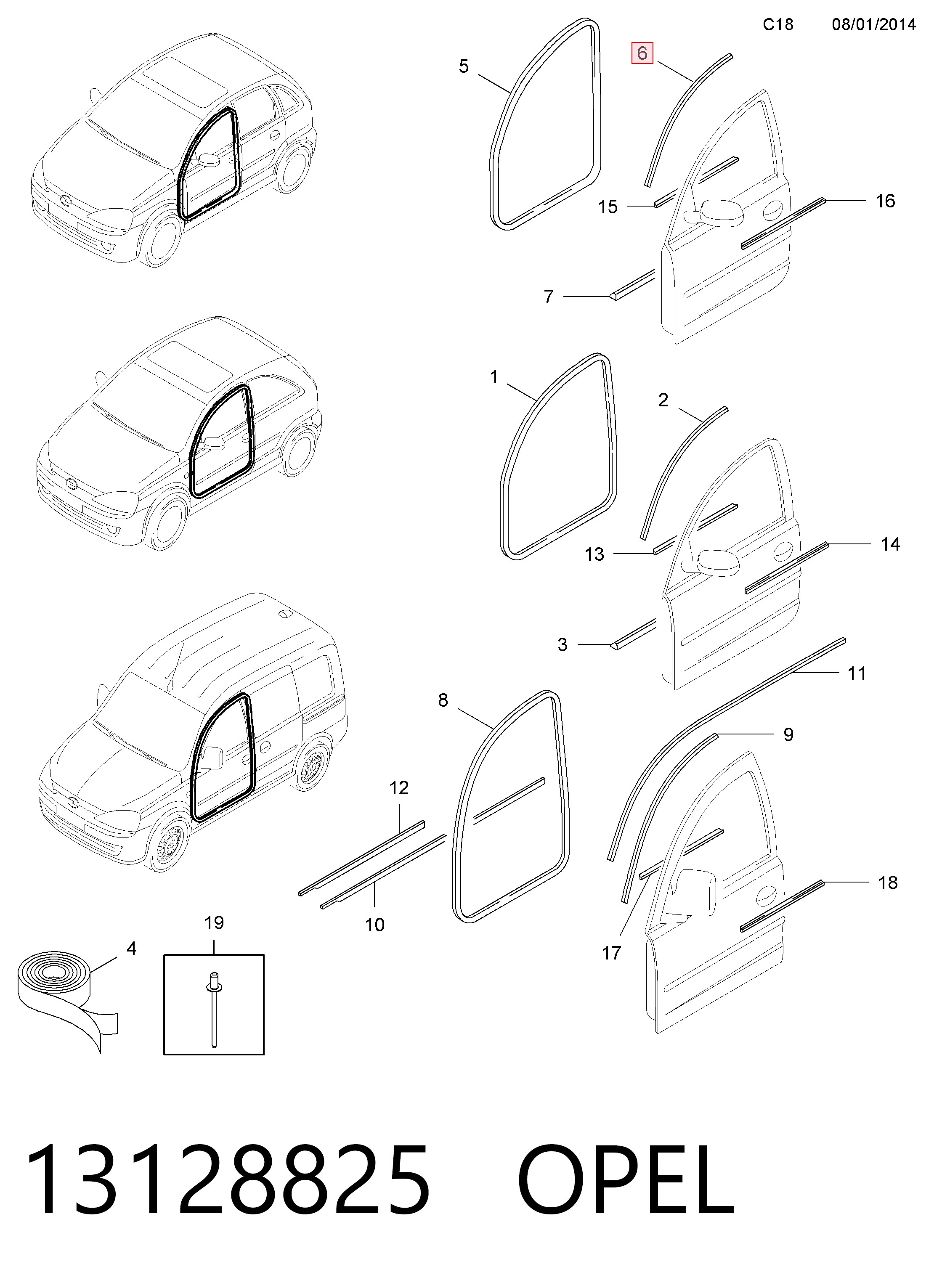 Lampa zespolona tylna prawa wewnętrzna General Motors 13128825